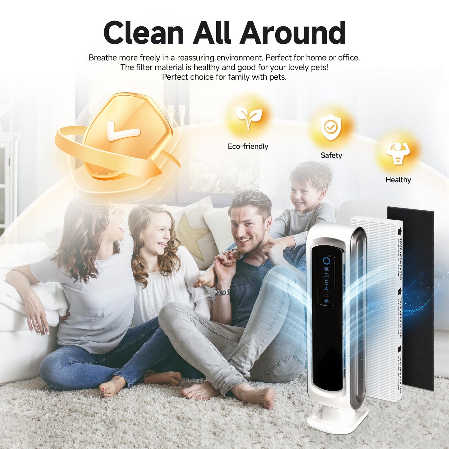 True HEPA Replacement Filter Compatible with Fellowes AeraMax 100 90 DX5 DB5 Air Purifier, Compared to Part 40101701 9287001 9324001, 2 HEPA Filter with 6 Activated Carbon Pre Filter