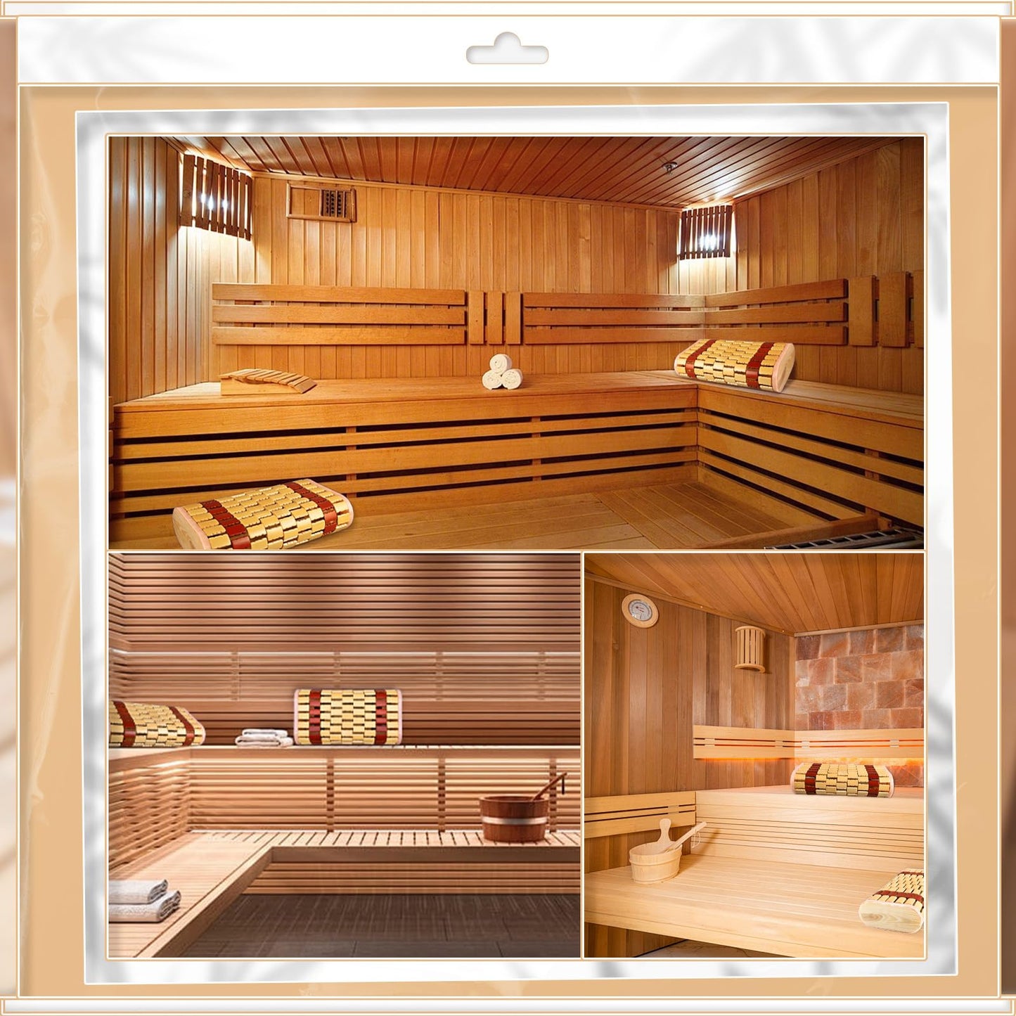 2 Pack Bamboo Sauna Headrest Pillow Natural Wood Sauna Backrest Sauna Neck Rest for Head Support Cool Room Spa Gym Sauna Accessories Steam Rooms Hollow Pillow for Household Relaxing Rest Body