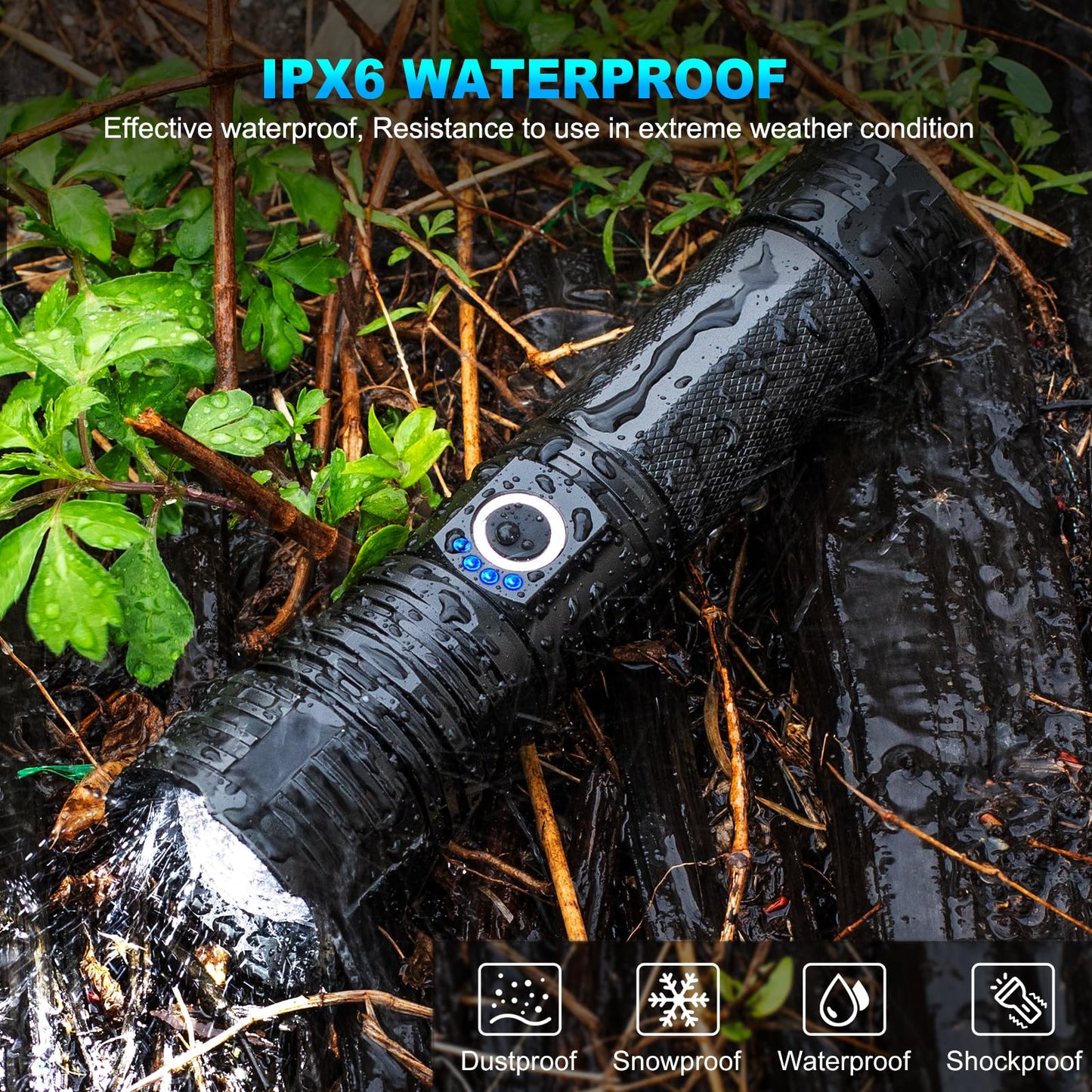 Rechargeable Flashlight 990,000 Lumens, BCOTE Super Bright Led Flashlights, Flash Light with ΒATTERY & 12 Hours Runtime, Zoomable, IPX6 Waterproof Flashlight High Lumens for Emergency Camping