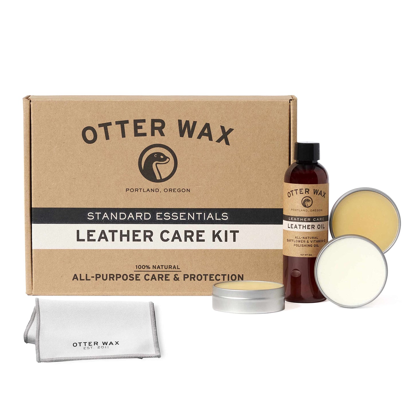 Otter Wax Leather Care Kit, Saddle Soap, Conditioning Salve, Boot Wax, Restoring Oil, Complete Shoe and Boot Care Set for Leather