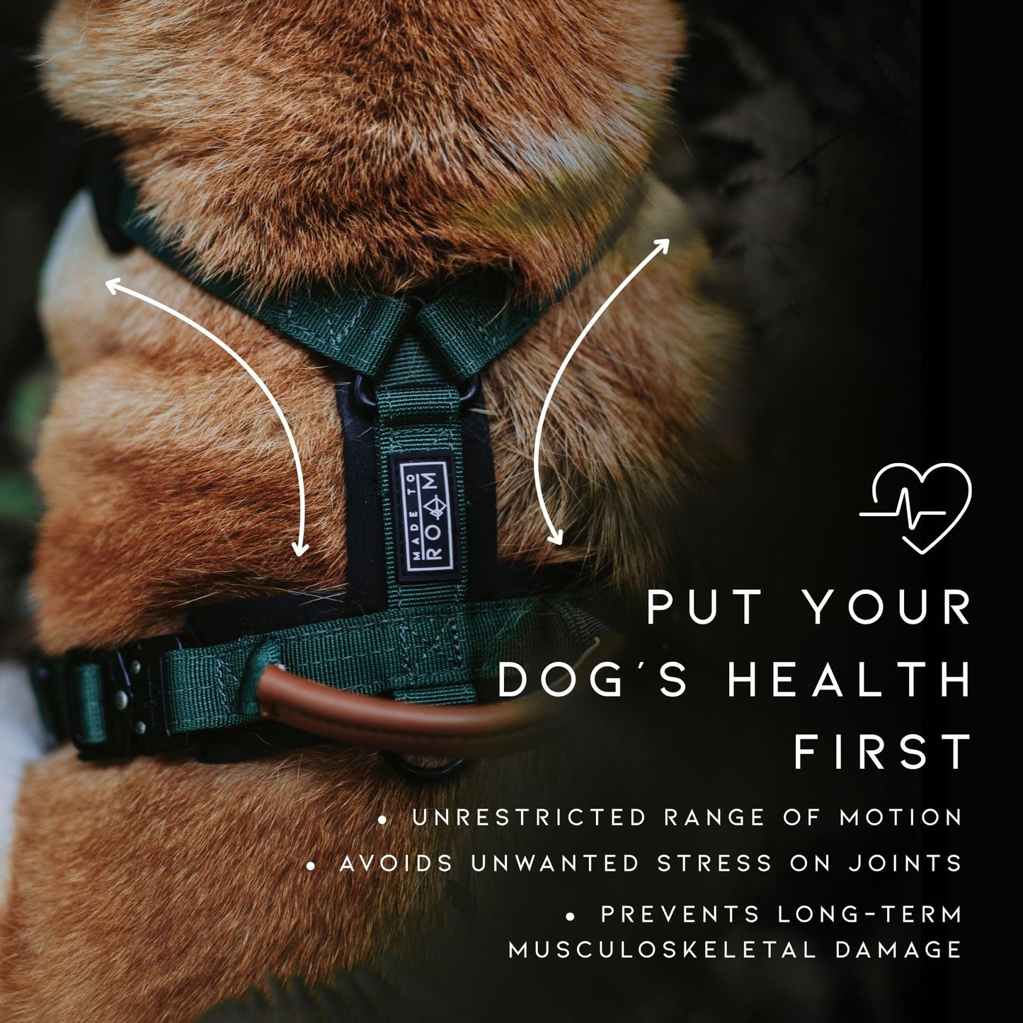 MADE TO ROAM Premium Explorer Harness - Y-Shaped Dog Harness with Adjustable Durable Nylon, Soft Padding, Metal Buckles and Leather Handle for Small, Medium, Large Dogs (Maine Marina, Size 4)