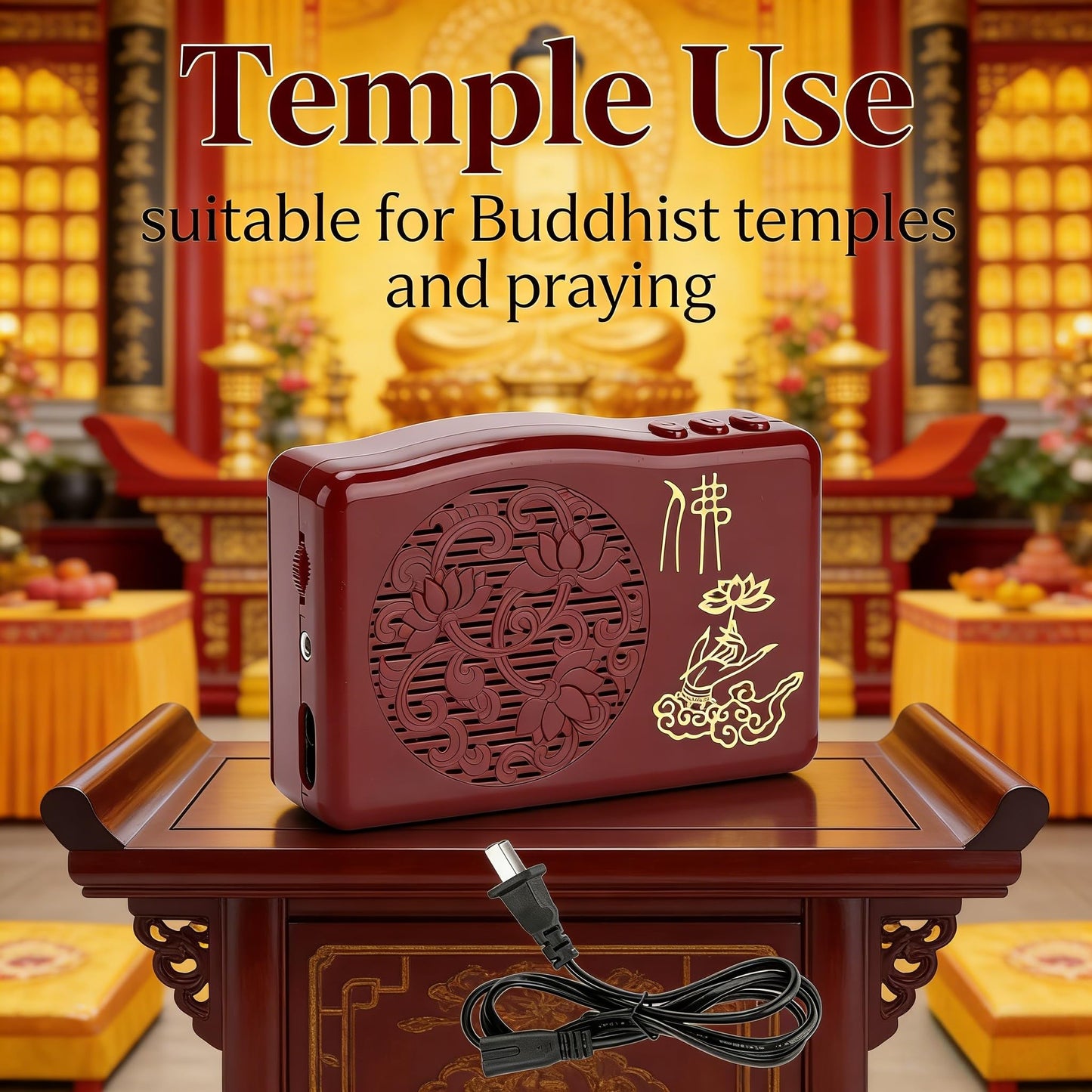 Buddhist Chanting Player, Portable Buddha Machine with 30 Scriptures, Meditation Sound Machine for Home, Yoga, Mindfulness, USB Powered 100-240V