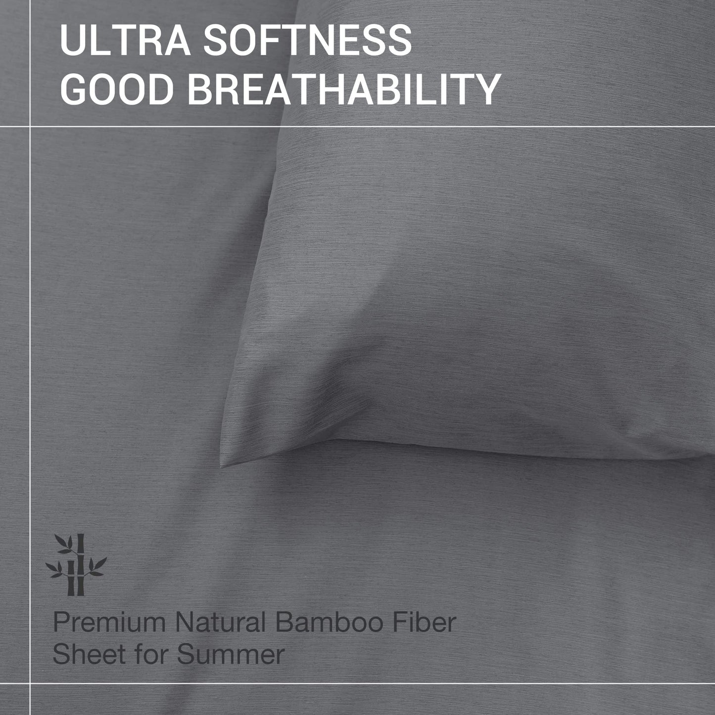 Mooreeke Bamboo Draps Queen Sheets, Cooling Bed Sheets Rayon Derived from Bamboo, Grey Breathable & Soft Bed Sheets