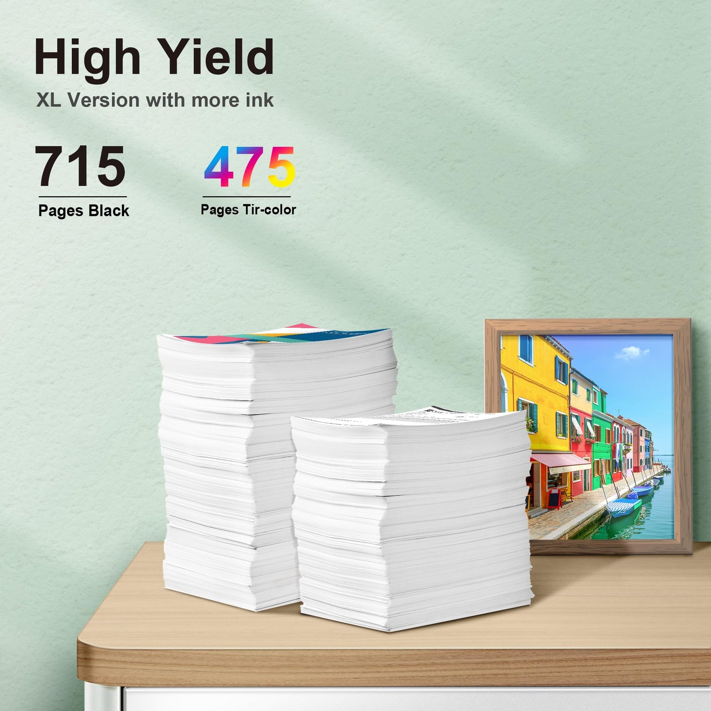 62XL Ink Cartridge Black and Tri Colour for HP 62 XL Ink Cartouche Encre Replacement for HP 62 HP62 HP62XL for HP Envy 7640 5640 Printer Ink for HP 5660 5540 5600 7600 Deskjet 250 258 200 5740 Printer