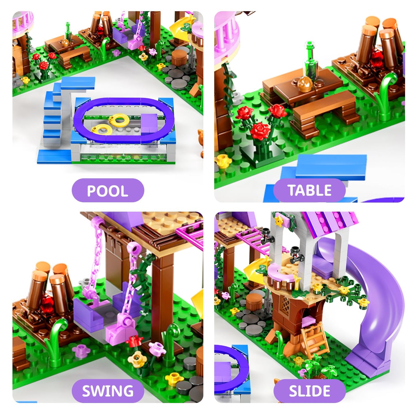 2025 Upgraded Treehouse Building Blocks Toy for Girls, 809PCS Forest Girl Tree House Building Set, Adventure Camp Set with Animals and Pool, Xmas Birthday Gifts for Kids Girls Age 7 8 9 10 11 12 13 14