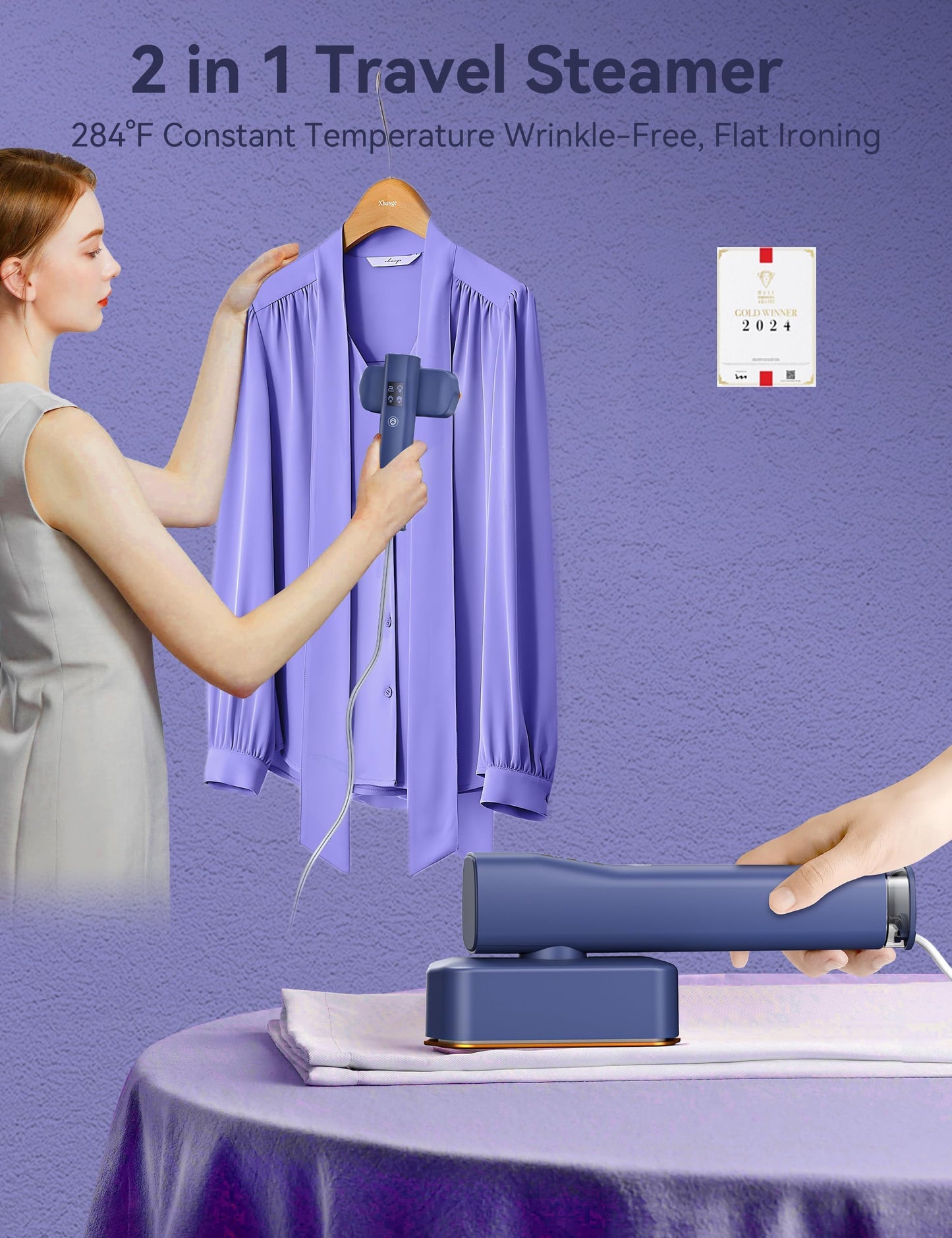 Steamer for Clothes, Sundu Portable 2-in-1 Steamer & Iron, 15s Fast Heat-up, 100ml Water Tank, Ironing Gloves, 20 Min Continuous Steam, Wrinkle Remover for Garment, Travel & Home Use (Elegant Blue)
