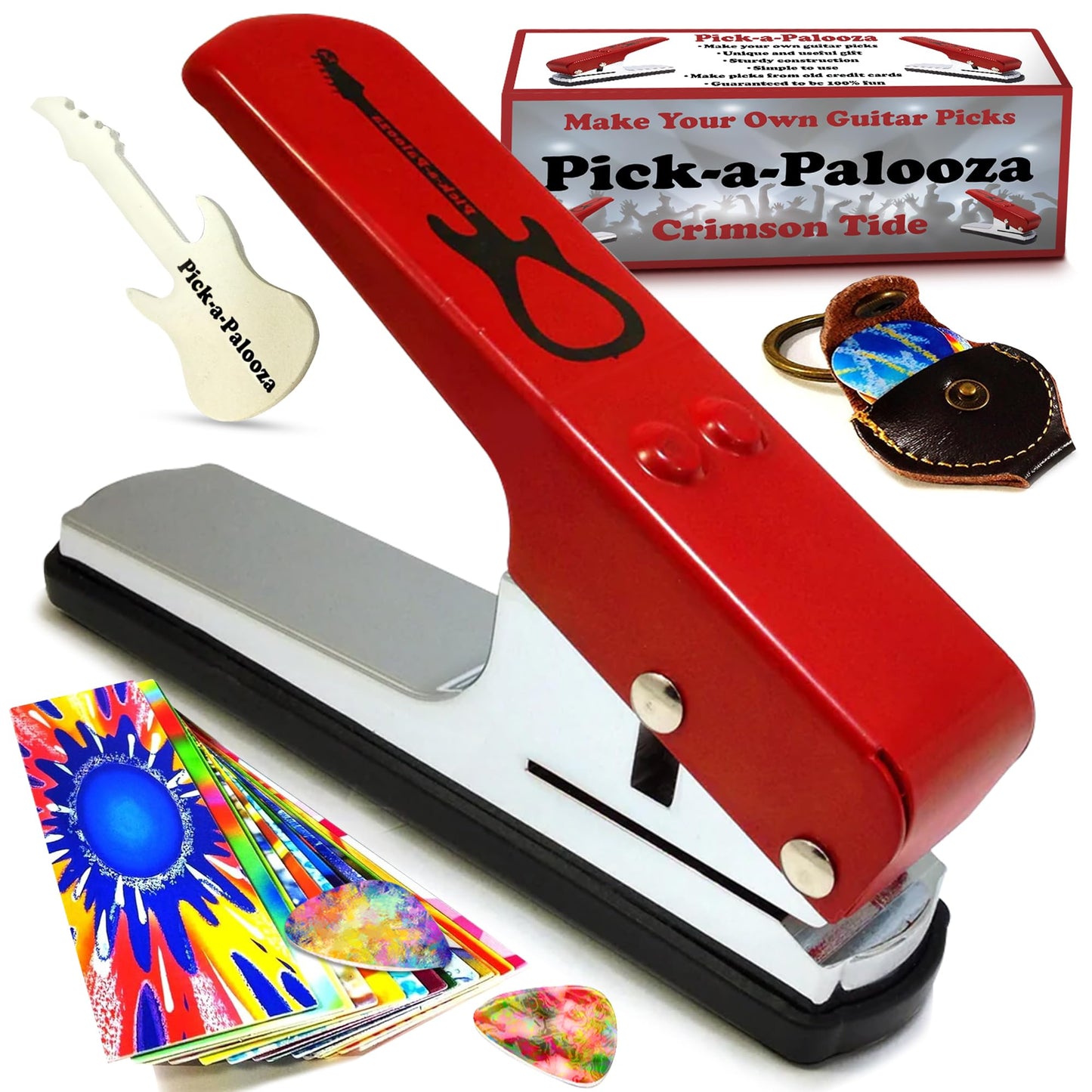 Pick-a-Palooza® DIY Guitar Pick Punch Mega Gift Pack - Premium Guitar Pick Maker - Red