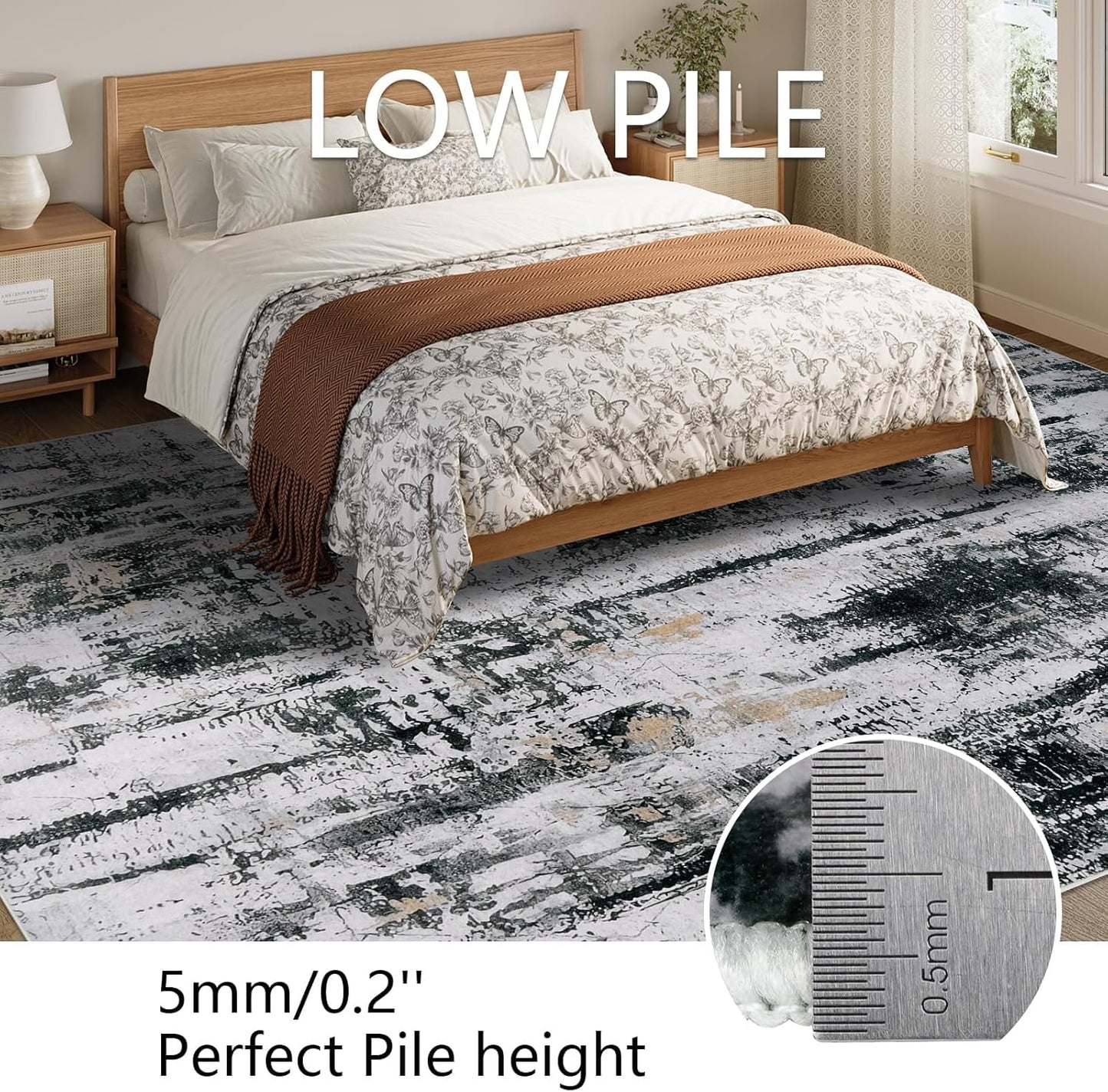 Homcomoda 5x7 Area Rug Living Room Rug Washable Rugs for Bedroom Modern Abstract Area Rug Soft Non Slip Large Carpet for Living Room Dining Room Farmhouse Black