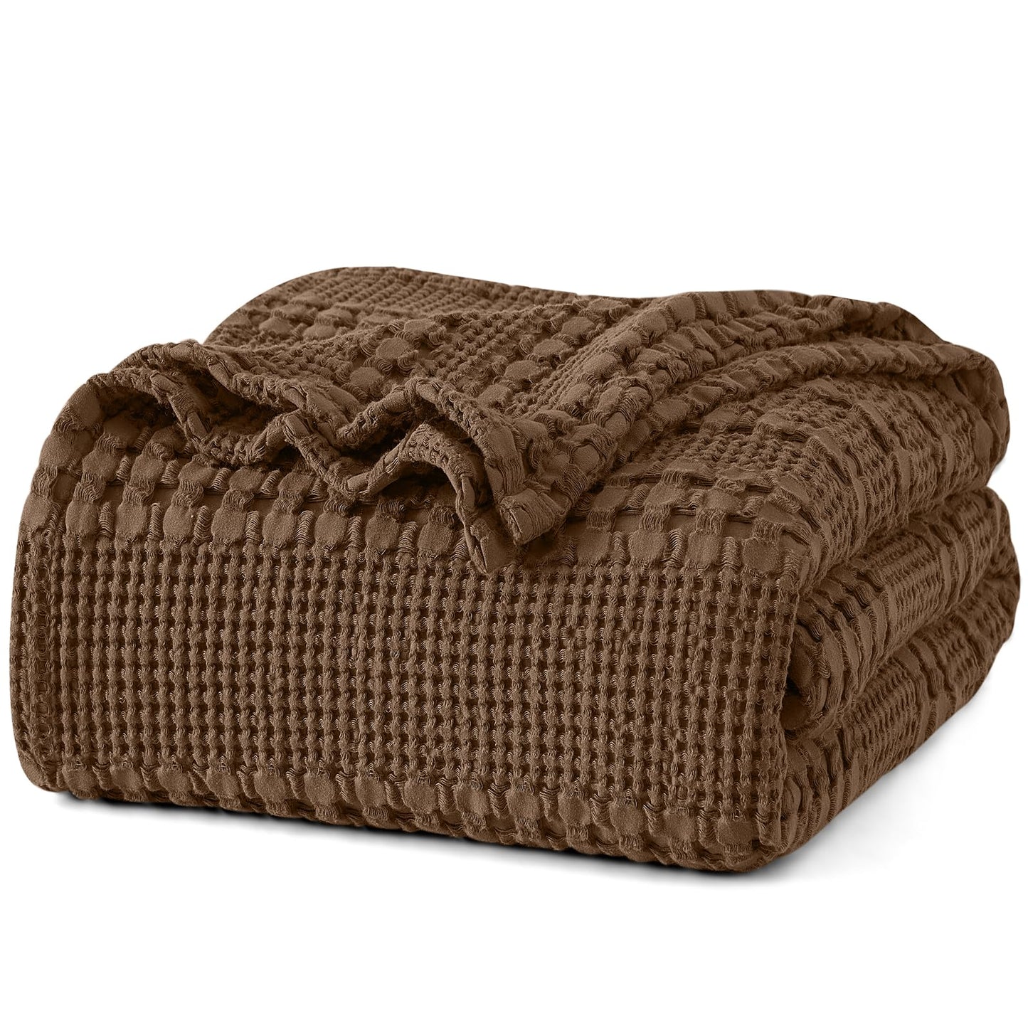 PHF 100% Cotton Waffle Weave Blanket, King Size Soft Breathable Bed Blanket for All Season, Perfect for Layering Couch Bed Sofa(108"x90", King Size, Chocolate)