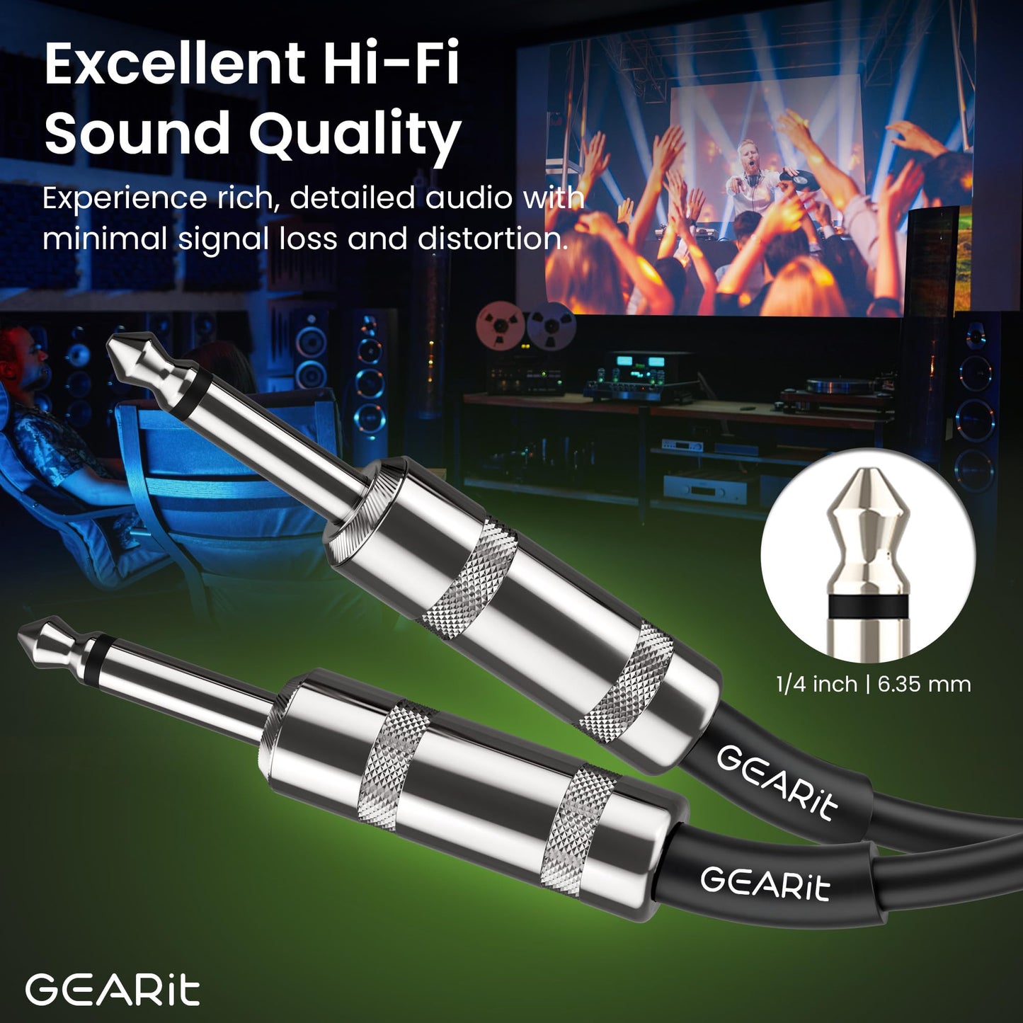 GEARit Professional Speaker Cable (50ft) 12AWG Pure Copper 1/4 inch to 1/4 inch TS Straight Male to Male for Amplifier, Speaker Cabinet, PA and DJ Audio