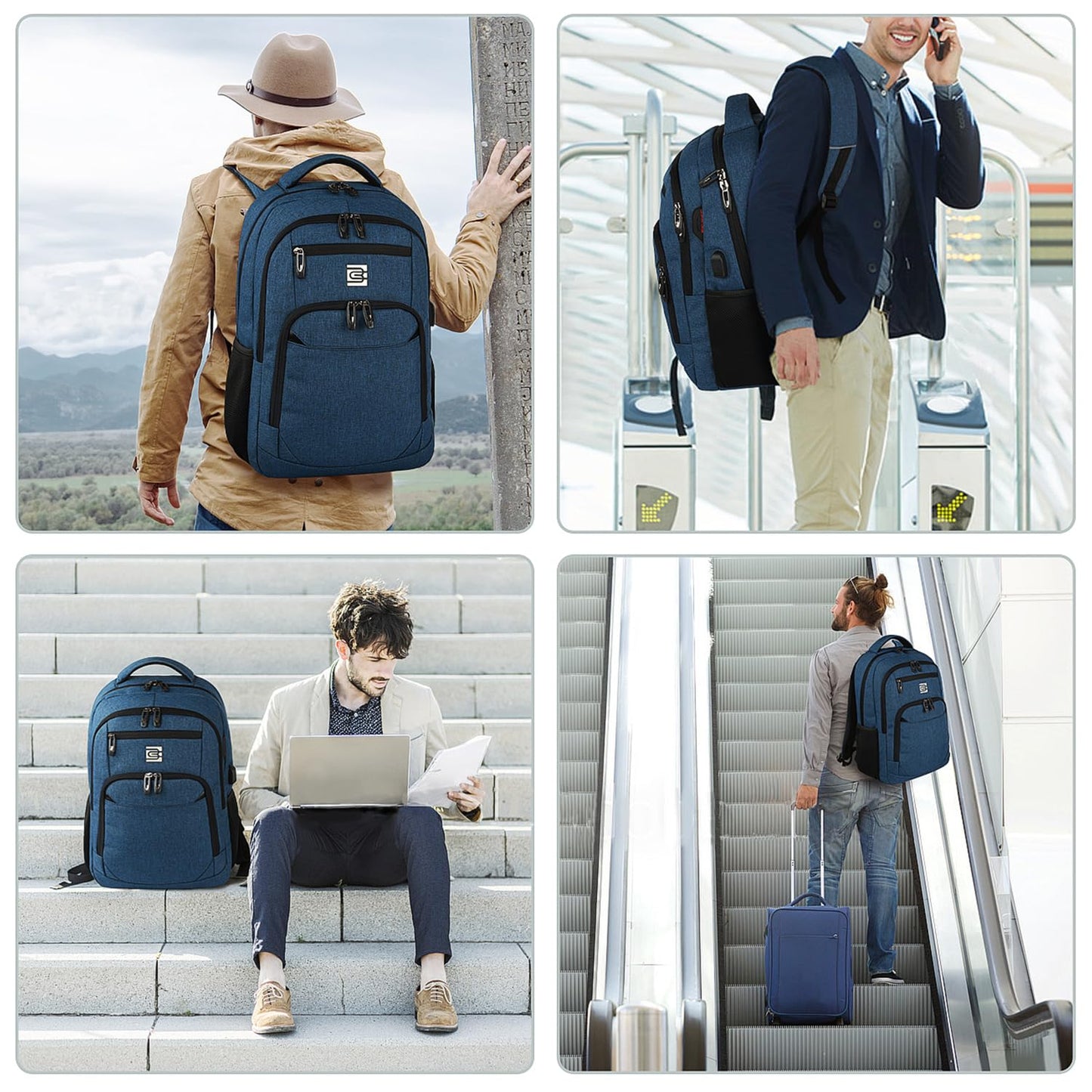 MIUSSE Expandable Travel Backpack for Men, 20in Airplane Approved Carry On Backpack (Dark Blue)