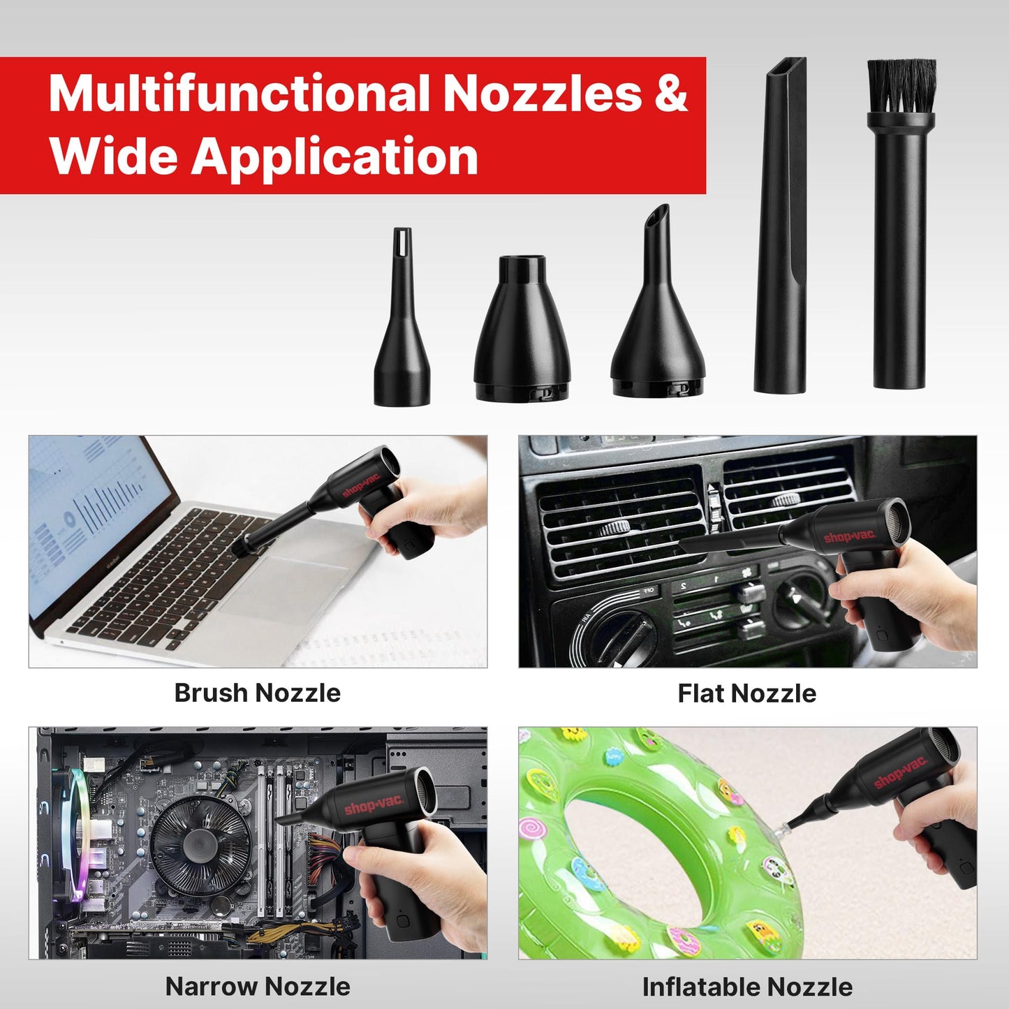 Shop-Vac Portable Electric Air Duster – Cordless Rechargeable Air Blower with Brushless Motor & USB-C, Compact Compressed Air Duster for PC, Keyboard, Camera & Car