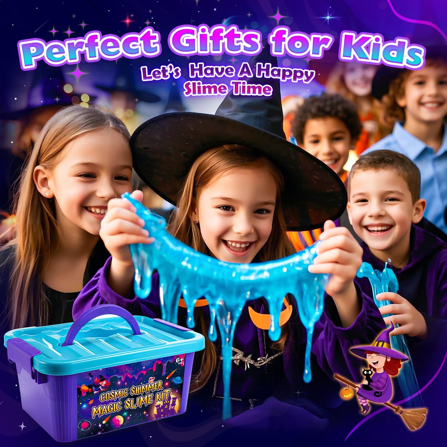 Slime Kit, decked Galaxy Slime Making Kit DIY Kit Slime Kit for Girls with Glitter Powder, Galaxy Stickers Craft Kits for Kids 6-12 Year Old Easter Birthday Gifts for Girls 6 7 8 9