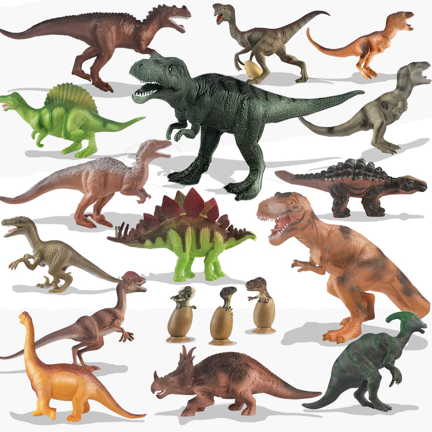 Dinosaur Toys - 20 Packs Dinosaur Figure Play Set with Educational Dinosaur Book, Toy for 3 4 5 6 7 8 Year Old Boys, Realistic Plastic Dinosaurs with Baby Dino Eggs Birthday Party Gift for Kids