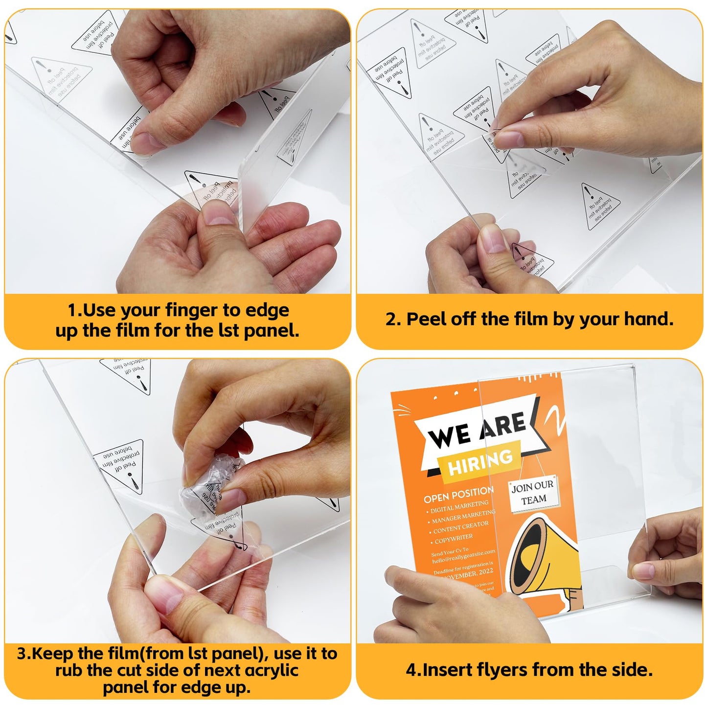 Acrylic Sign Holder 8.5x11, 6 Pack Clear L-Shape Display Stand – Tabletop Solution for Menus, Flyers & Papers, Ideal for Restaurants, Stores & Offices