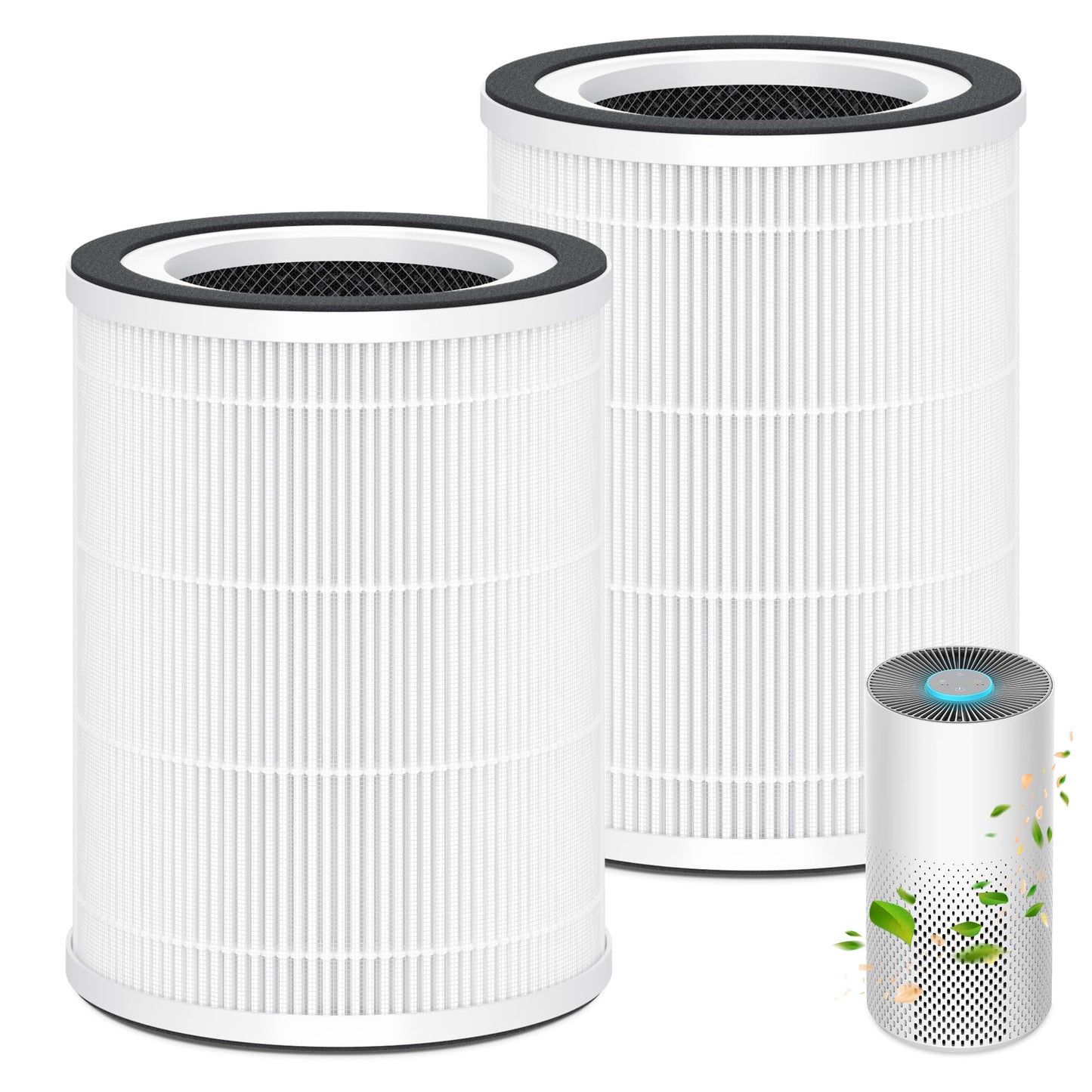 2 Pack - SAKEGDY Kilo Filter Compatible with Afloia KILO, KILOPLUS, KILOPRO, MIRO, MIRO PRO Air Purifier and Cuckoo CAC-I0510FW Air Purifier, 3-IN-1 Filtration System with H13 True HEPA Filter.