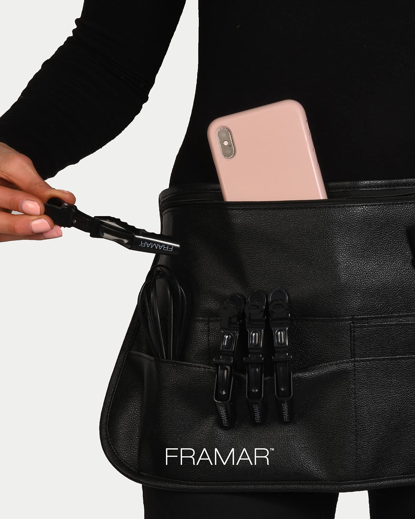 FRAMAR Hipster Salon Belt - Hairstylist Waist Pouch With Shears, Professional Hair Stylist & Makeup Brush Holder