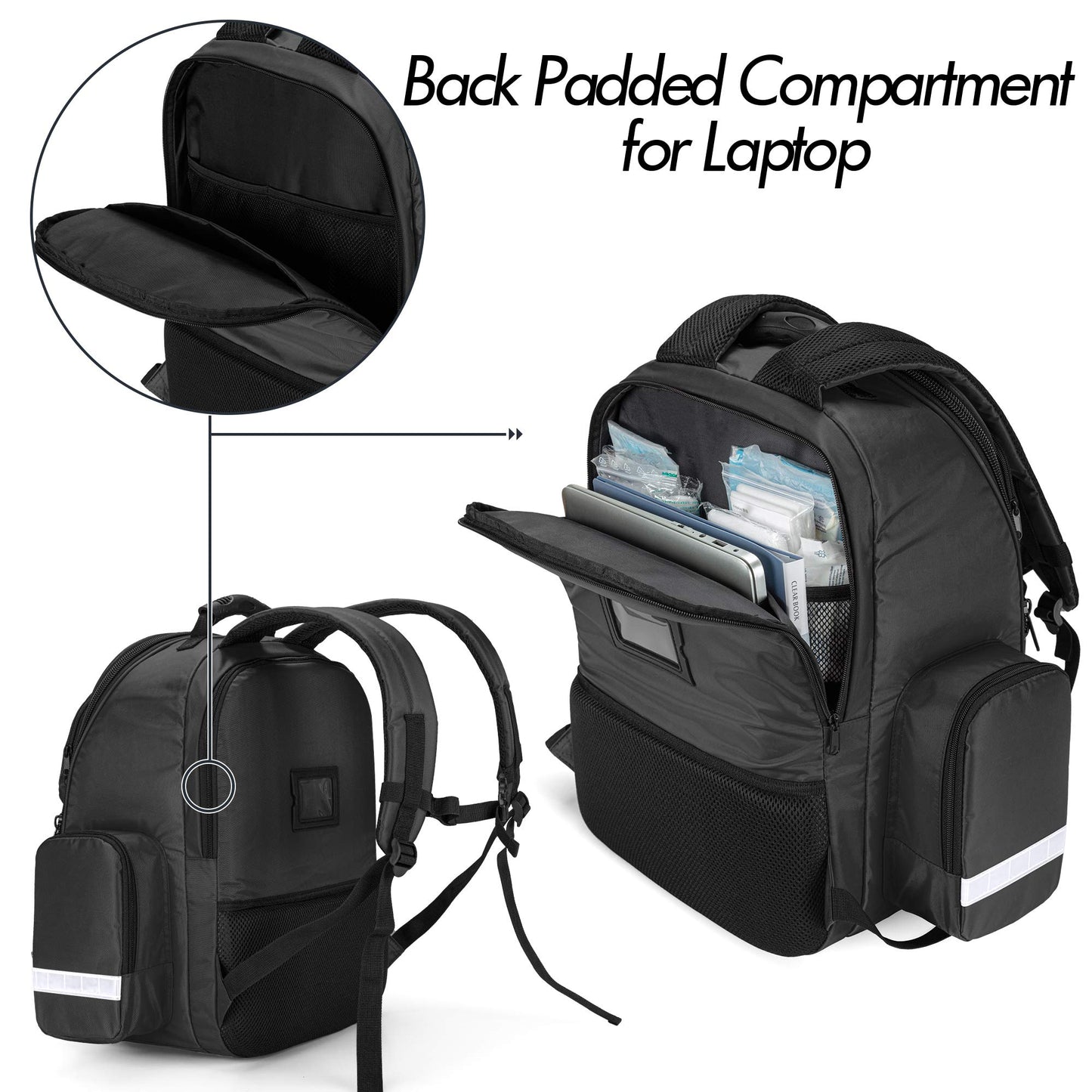 Trunab Large First Responder Bag Trauma Backpack Empty, Emergency Medical Bags Storage Jump Bag Pack for EMT, EMS, Police, Firefighters, Black (Patented Design)