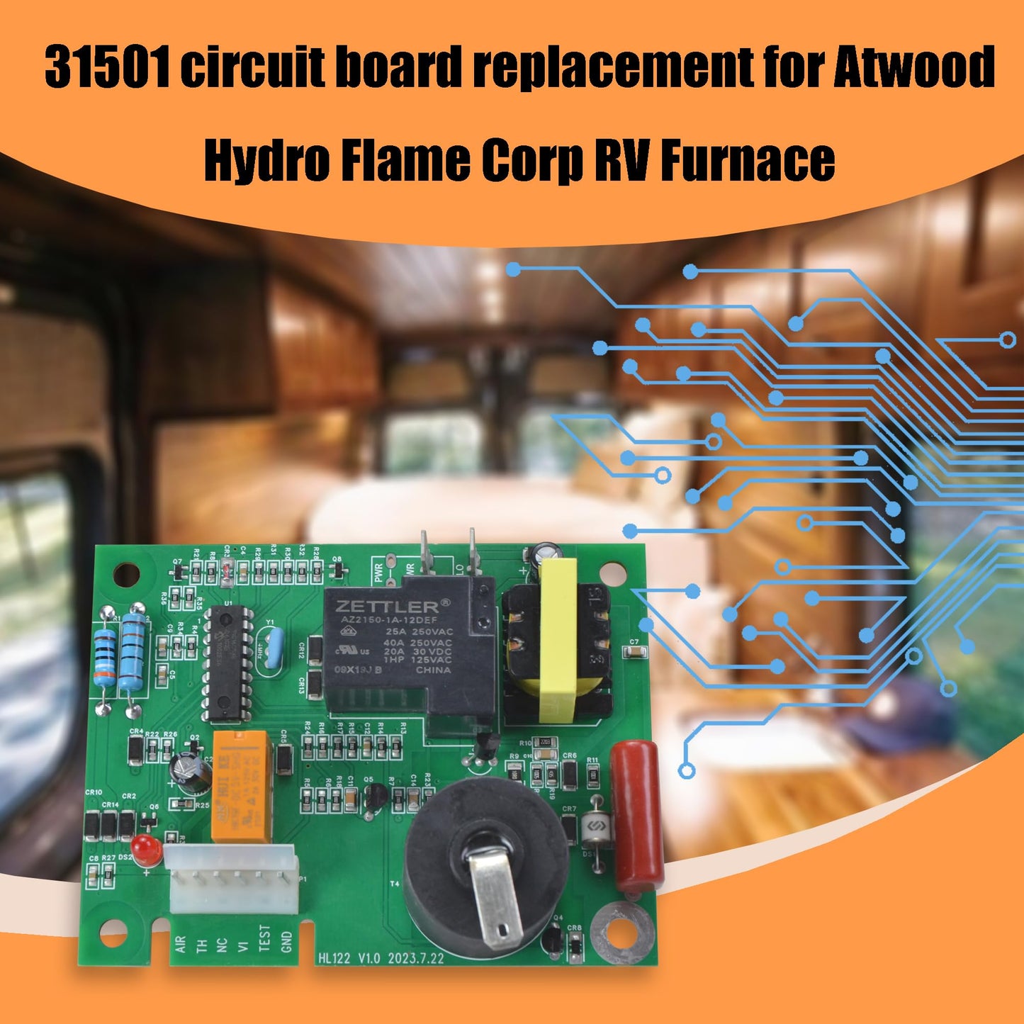 31501 33488 33727 RV Furnace Ignition Circuit Control Board for Atwood Hydro Flame 7912-II 7916-II 7920-II 8012-II 85-I/II/III/IV 8900-I/II/III Series，1-Year