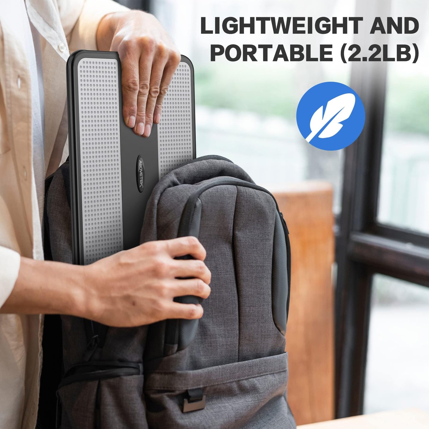 AboveTEK Portable Laptop Lap Desk w/Retractable Left/Right Mouse Pad Tray, Non-Slip Heat Shield Tablet Notebook Computer Stand Table w/Sturdy Stable Cooler Work Surface for Bed Sofa Couch or Travel