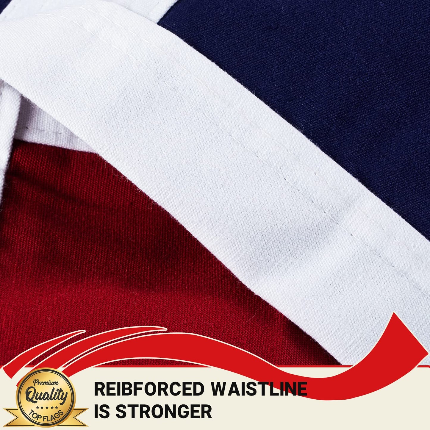 TOPFLAGS Cotton British Flag 3x5 Feet Outdoor UK Flag Heavy Duty Flags for Outside,Vivid Color Fade-resistant,Sewing Edge Stripes with 2 Brass Grommets 4 Stitching Rows Heavy Duty Flags