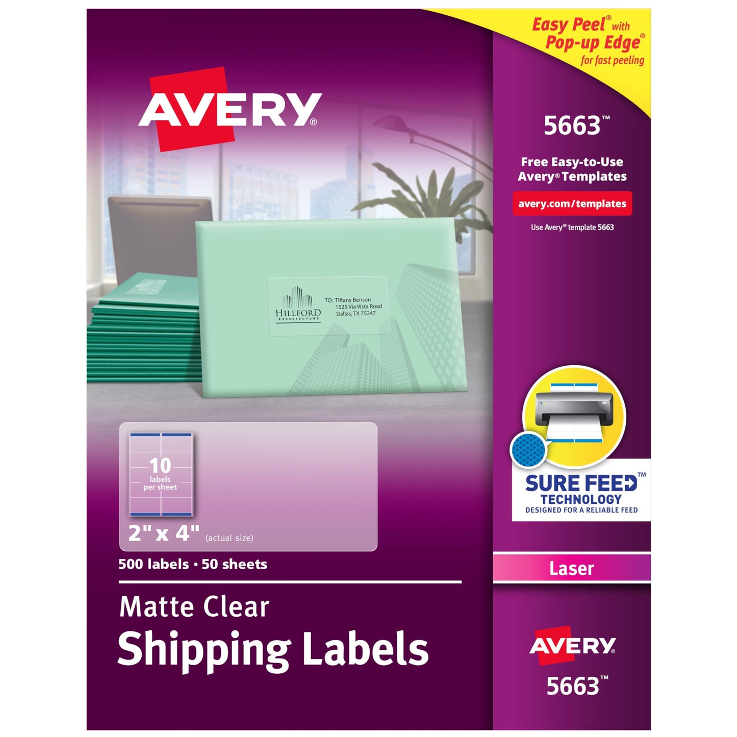 Matte Clear Easy Peel Shipping Labels with Sure Feed,