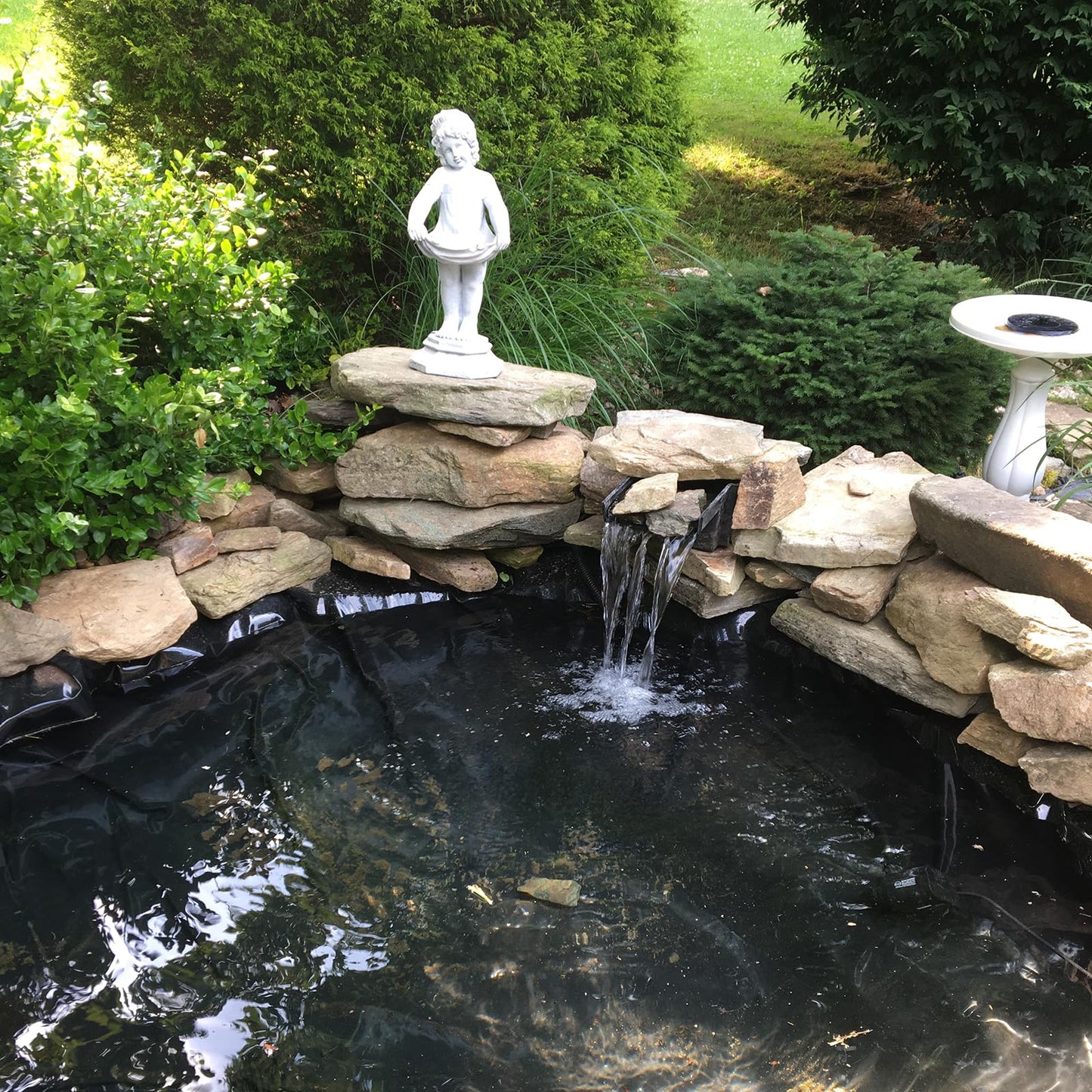 Yarlung 7x10 Feet Pond Liner, 20 Mil Pond HDPE Mat Black Garden Pond Liner for Fish Ponds, Fountains, Waterfall, Water Features
