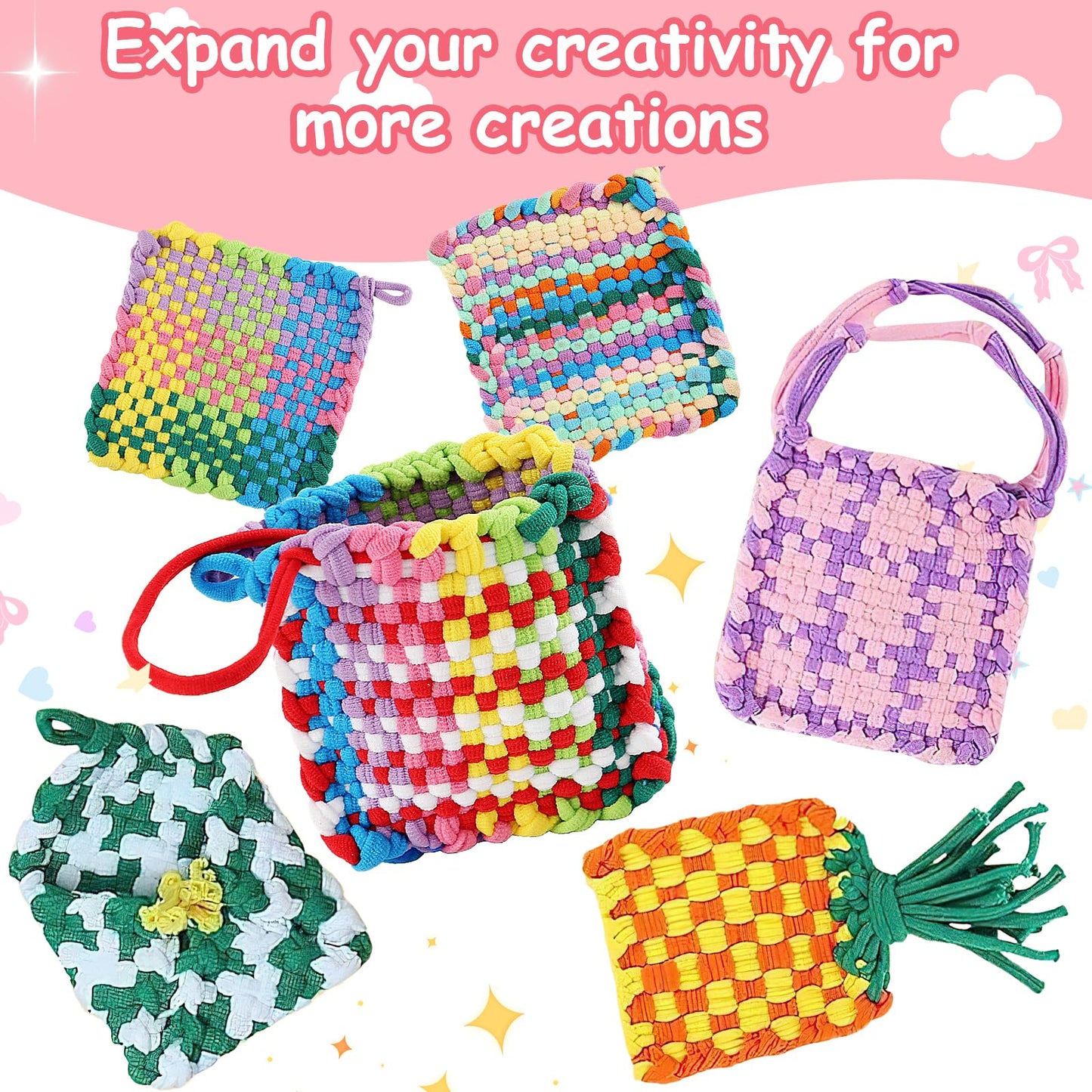 800Pcs Weaving Loom Kit for Kids, Pot Holder Loops Crafts for Girls, Rainbow Themed Durable Nylon DIY Crafts Weaving Loom Loops Refills for Ages 6 7 8-12 13 Craft Supplies