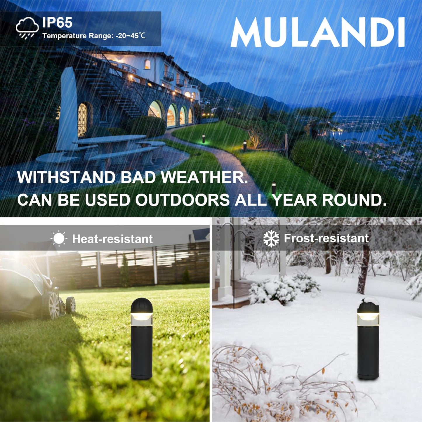 MULANDI LED Landscape Bollard Pathway Light, 2W, DC 12V Low Voltage Path Lighting Outdoor Waterproof, Die-Casted Aluminum Housing for Garden Light, 3000K Warm White Pack of 2