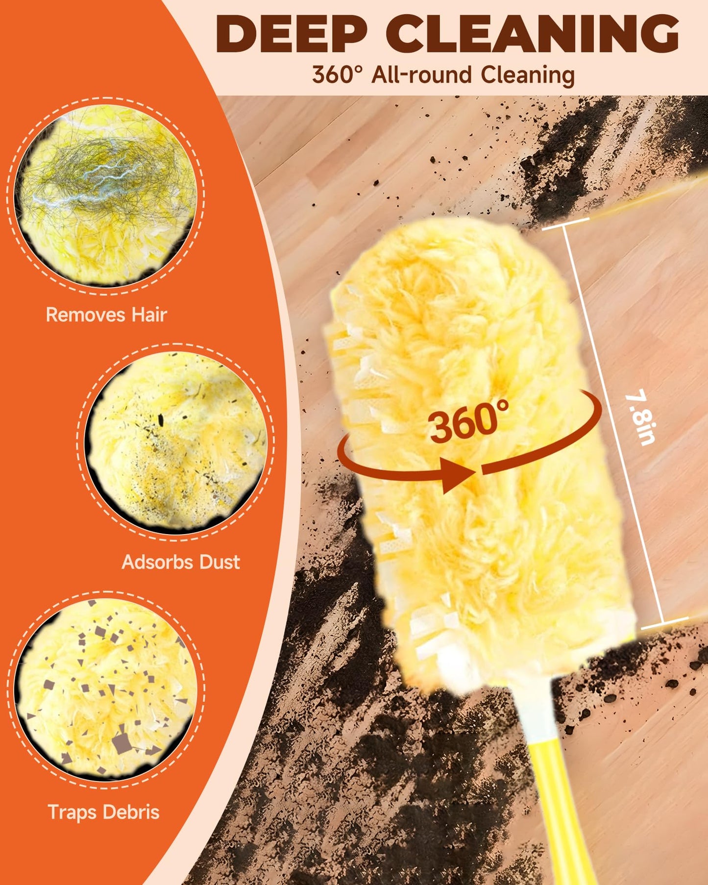 50 Count 360° Heavy Duty Duster Refills Compatible with Swiffer, Larger Size-Extra Thick Electrostatic Disposable dusters Refill for Electronics, Furniture, Blinds, Ceiling Fans, Unscented