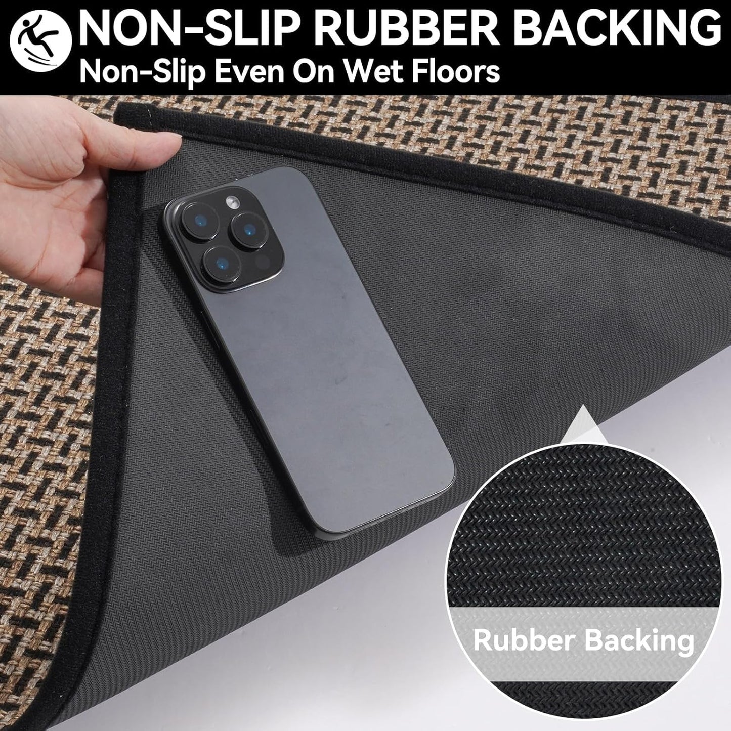 YDKGL Door Mat 24x72 Dirt Resistant and Absorbent, Non-Slip Rubber Backing Floor Mats, Easy Clean Low-Profile Doormat for Entryway, Front Door, Inside Entrance Black