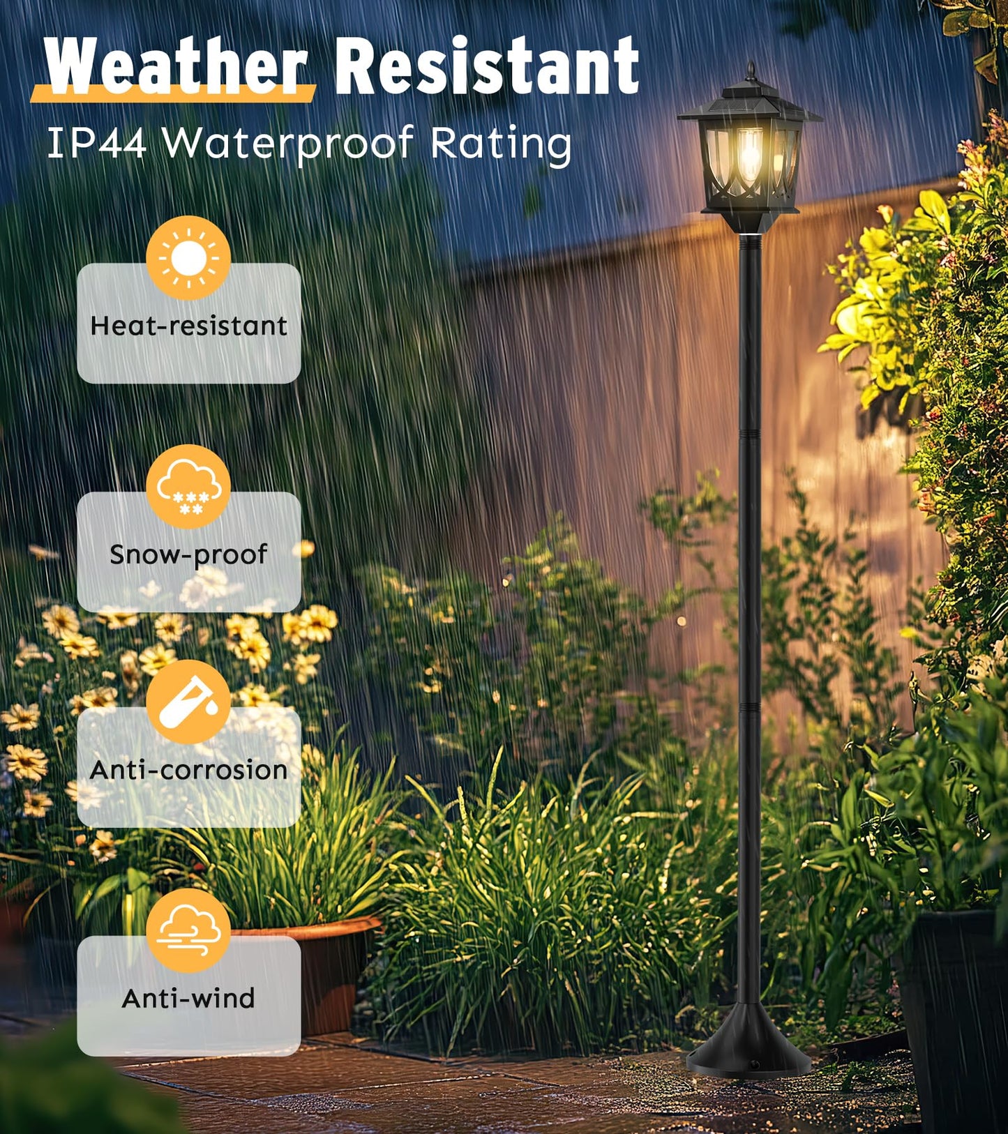 63" Solar Lamp Post Light 2 Pack, Solar Light Posts for Outside Waterproof, Outdoor Lamps for Patio, Backyard, Front Porch Decor, Warm White, Replaceable Bulb