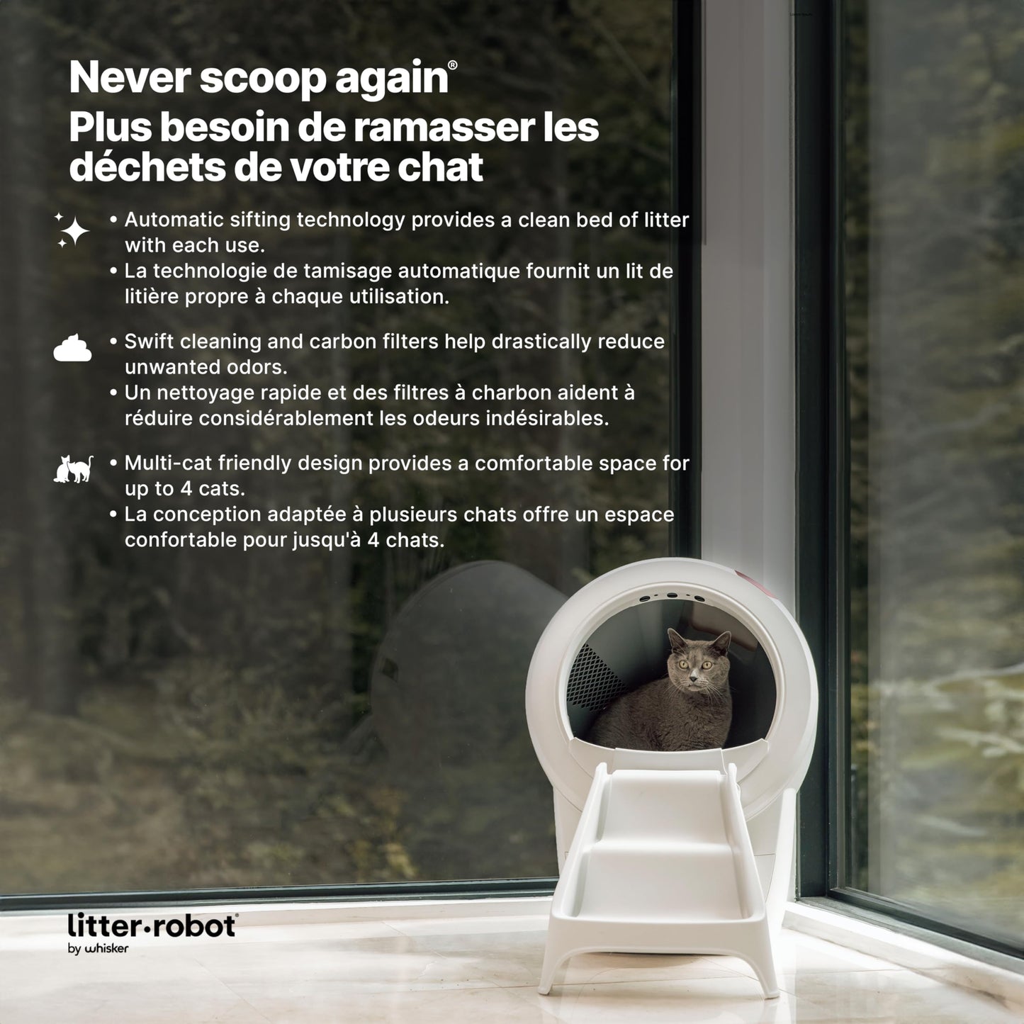Litter-Robot 4 Ramp by Whisker, White - Cat Ramp for Litter Box, Custom Fit for Litter-Robot 4, Non-Slip Rubber Feet, Suitable for Small & Elderly Cats, Made in USA