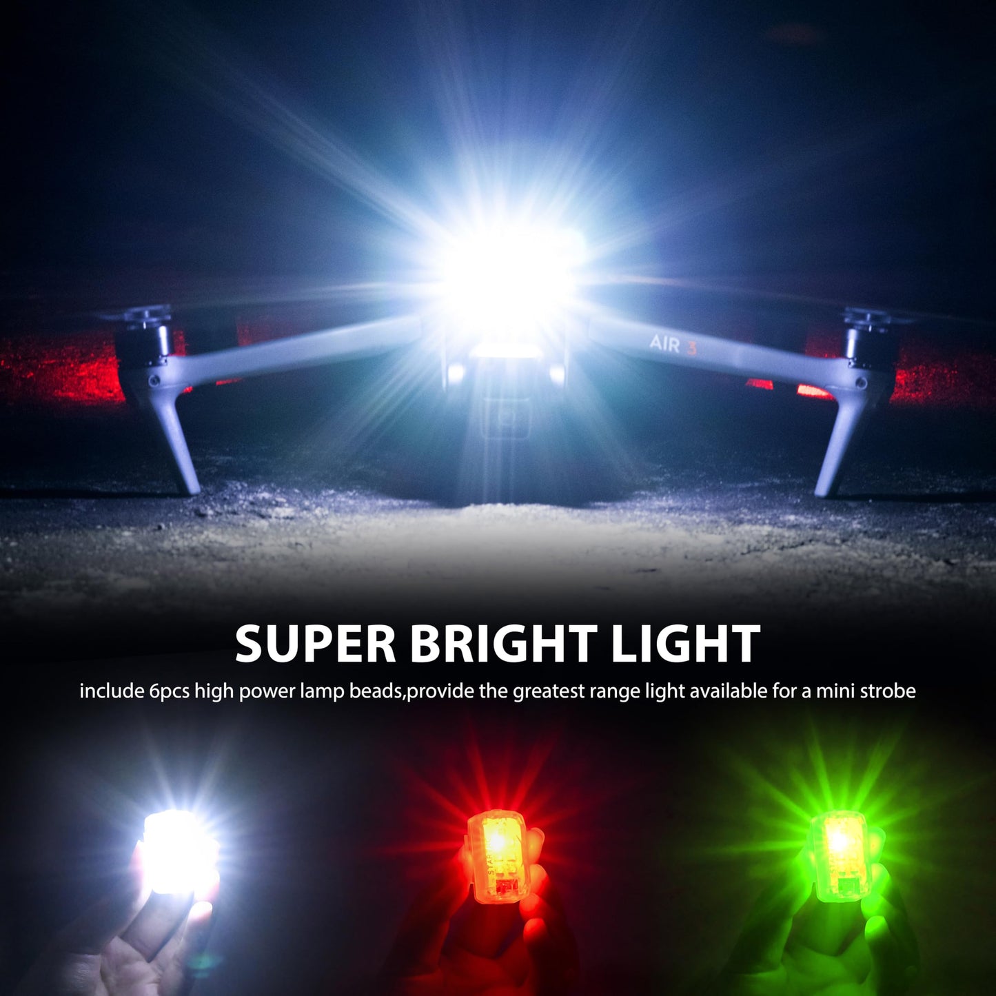 STARTRC Drone Strobe Light, Anti Collision Light, Rechargable Flash Led Lamp Light for FAA Drone Night Flying, Fits For DJI Mini 4 Pro, Air 3, Mavie 3, Mini 2 SE and All RC Drones Accessory(2pc)