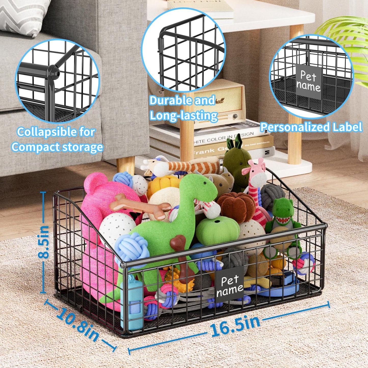 Kaiferty Indestructible Dog Toy Basket, Medium, Black