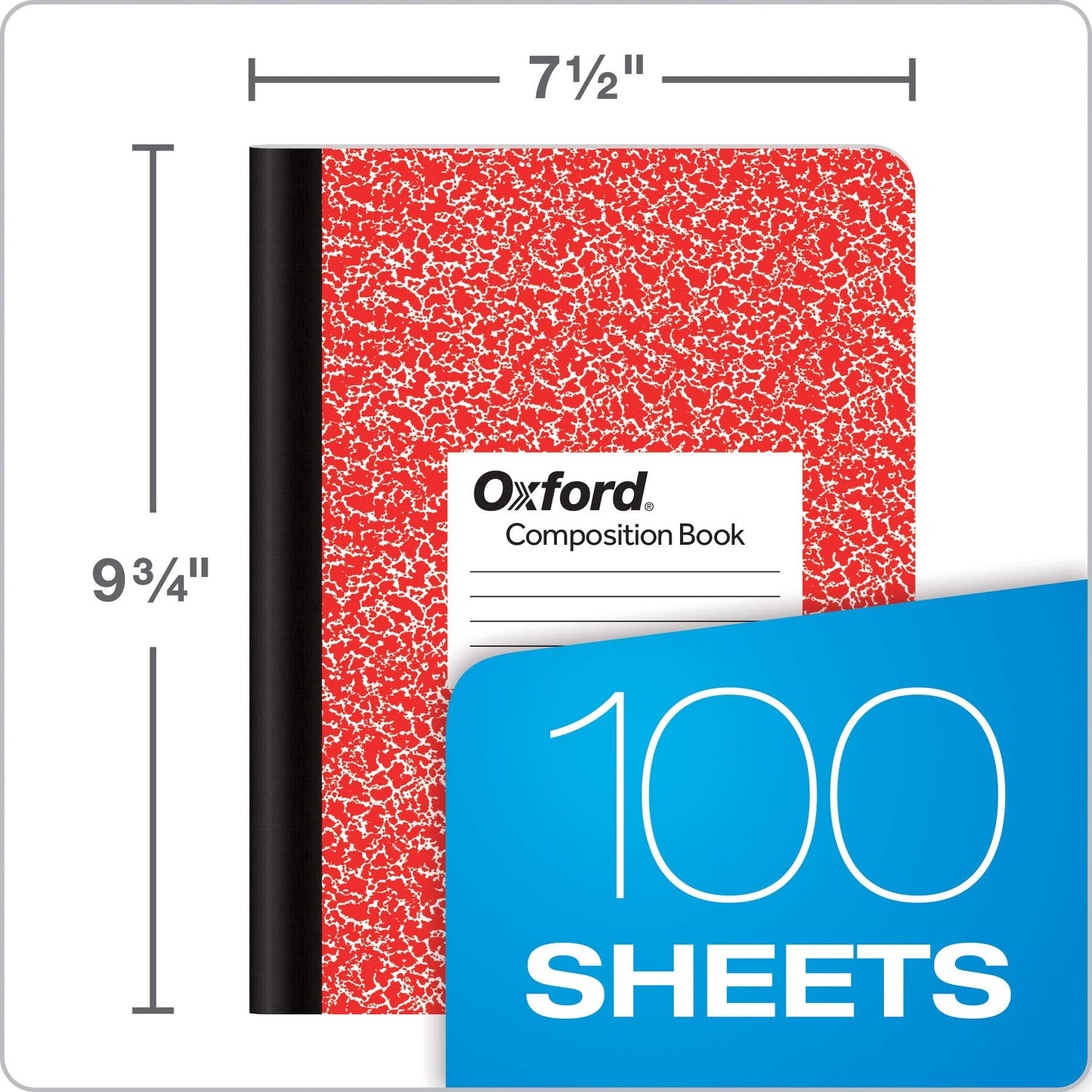 Tops Notebooks, Marble Composition Book, 7.5 x 9.75 Inches, Wide Ruled, 100 Sheets, Hard Cover, Assorted Colours, 12-Pack, School or Office Journals