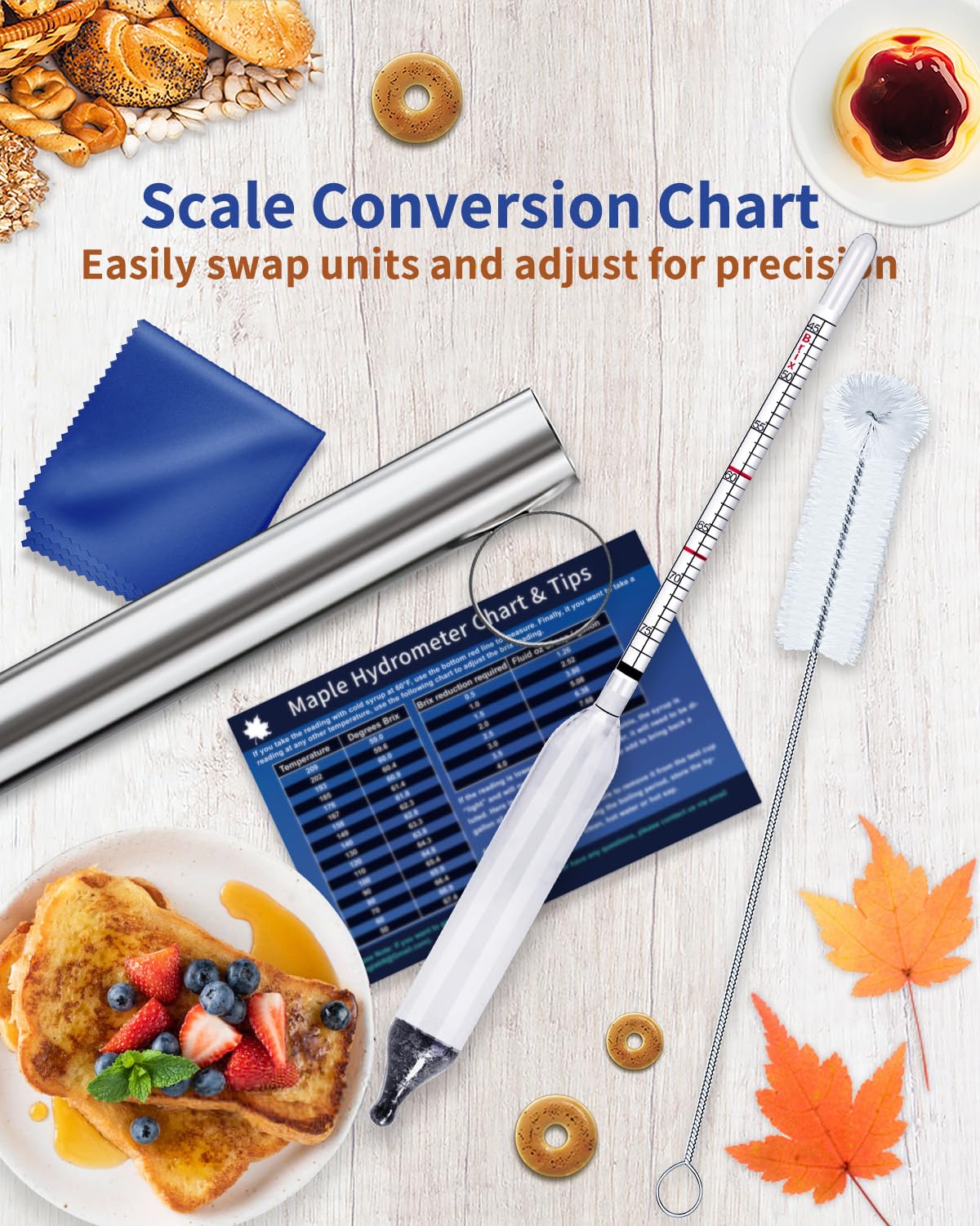 CIMALAB Maple Syrup Hydrometer Test Cup Kit, Hydrometer for Maple Syrup Making, Hydrometer Maple Syrup Supplies with Brix & Baume Scales, Syrup Hydrometer for Measure Sugar Content in The Syrup Sap