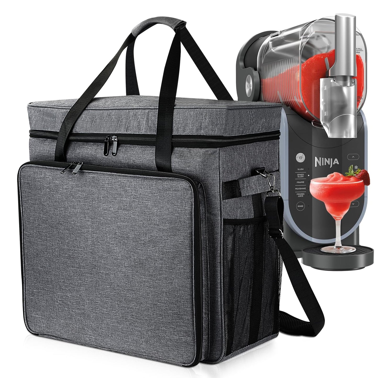 Lukeline Carrying Bag for Ninja Slushie Machine FS301C/FS301/FS299, Portable Outdoor Smoothie Frozen Drink Maker Machine Bag, Gray, Large, 5889.9 Cubic Inches, Foldable and Easy to Carry