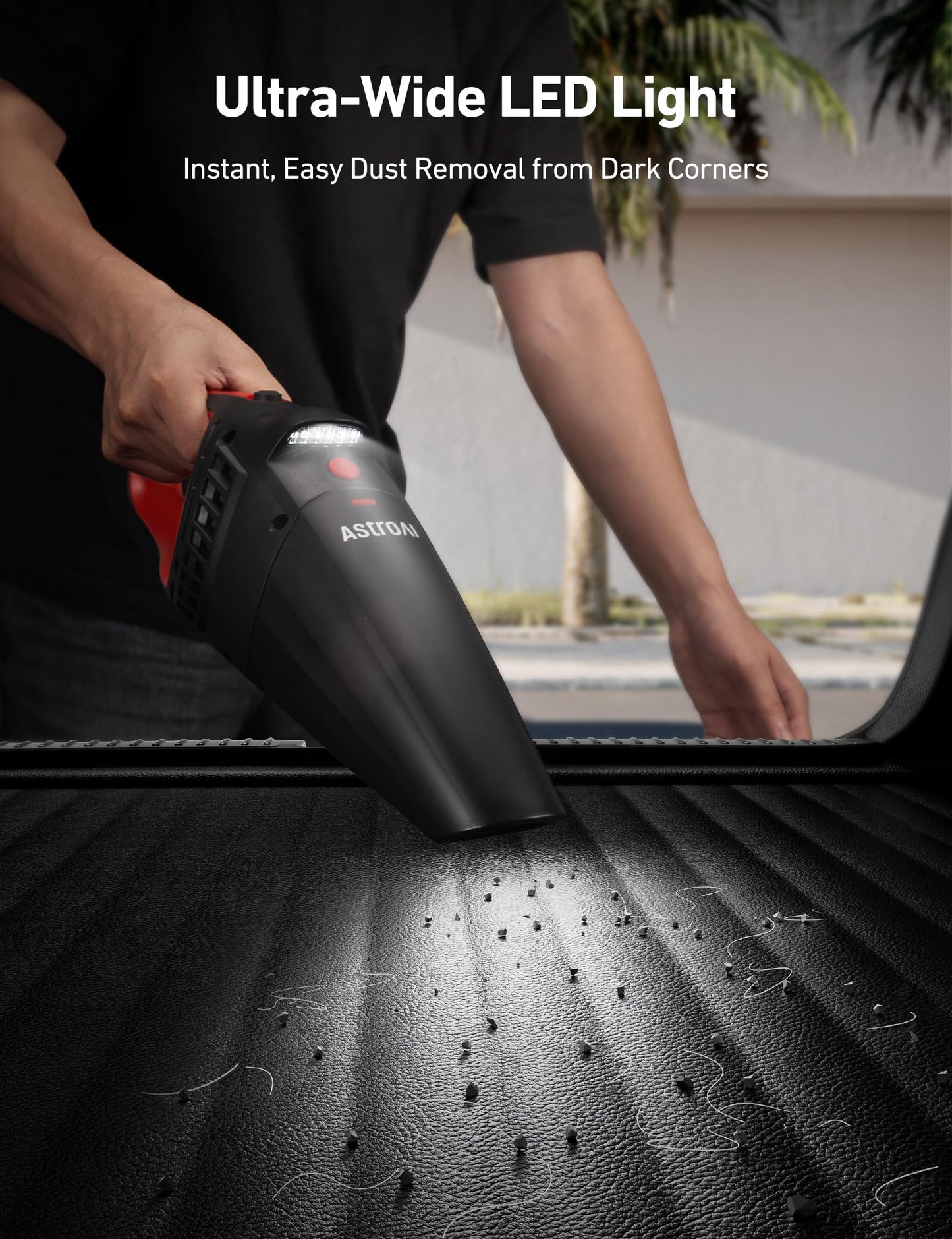 AstroAI Car Vacuum Cleaner Cordless, Handheld Vacuum with 6000mAh & 12V DC, LED Light, Brush, Extended Nozzle, Hose, Rechargeable Hand Held Vacuum for Car, Home, Office & Pet Cleaning