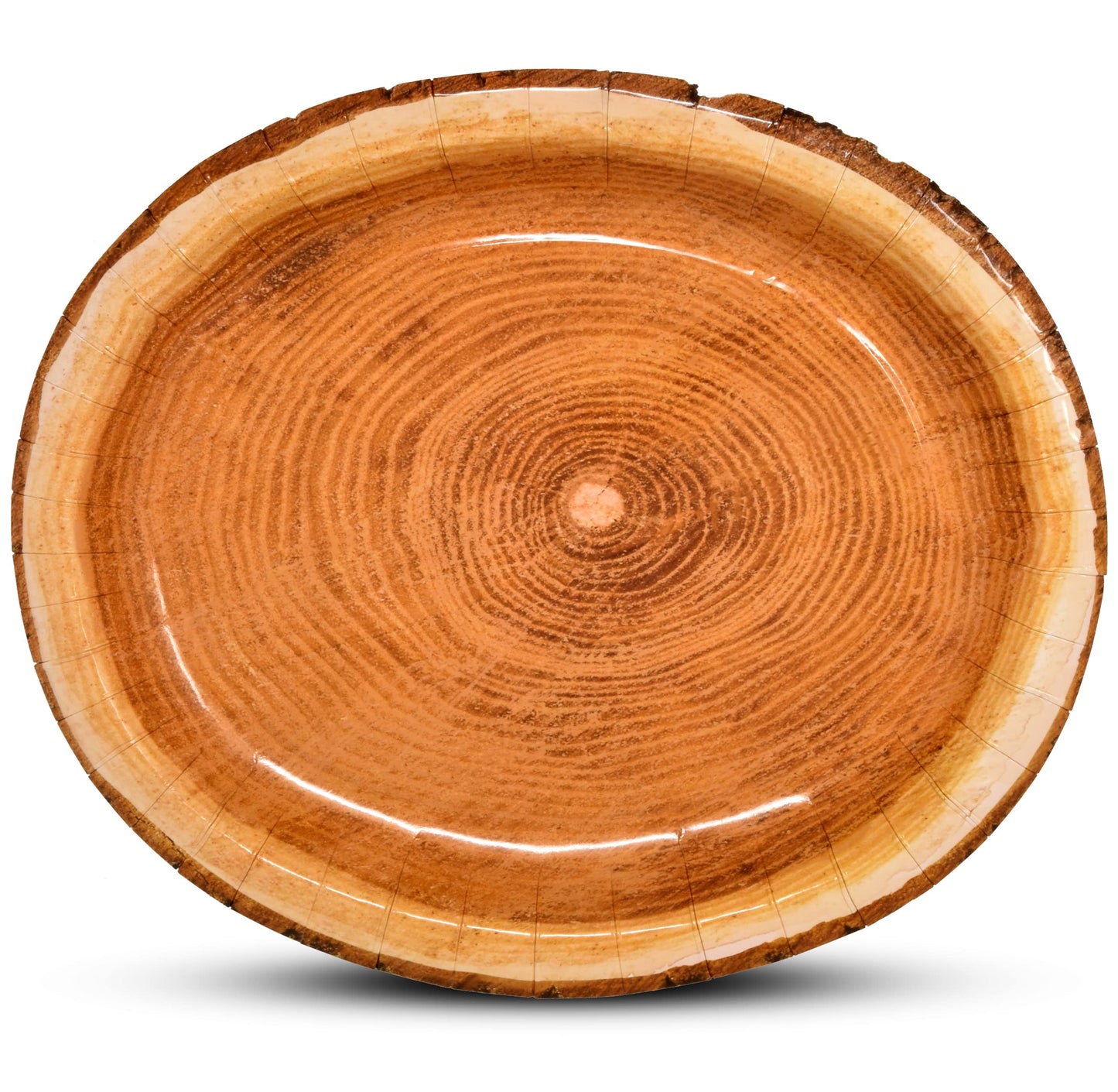 Gift Boutique 50 Count Wood Oval Paper Plate 10" X 12" Large Disposable Rustic Wooden Look Platter Serving Dish Tray for Fall Spring Holiday Tableware