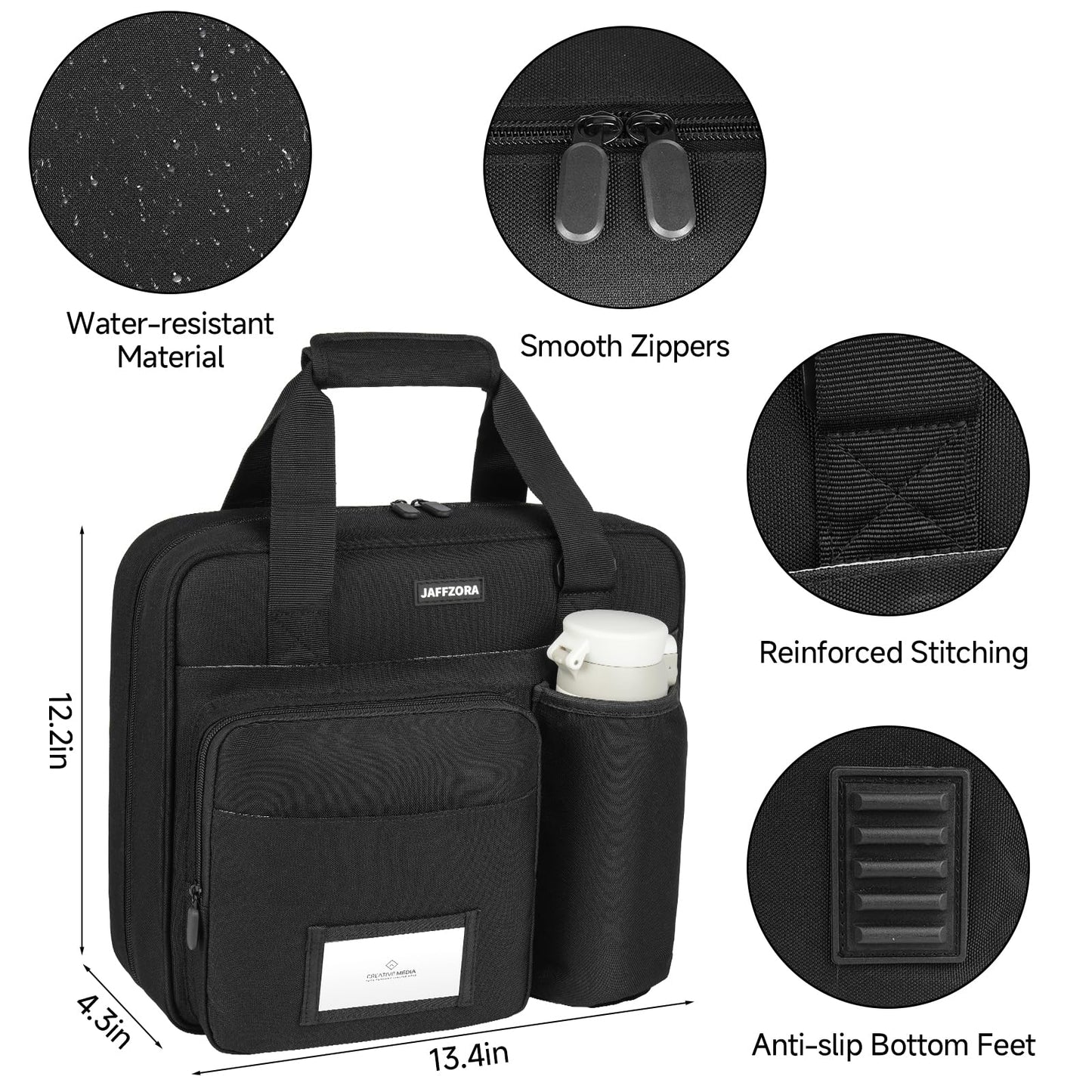 Zipper Binder 3 Ring with Shoulder Strap, 700 Sheets Capacity 3 Inch Binder with Zipper Fits 13 Inch Laptop for School and Office, Black