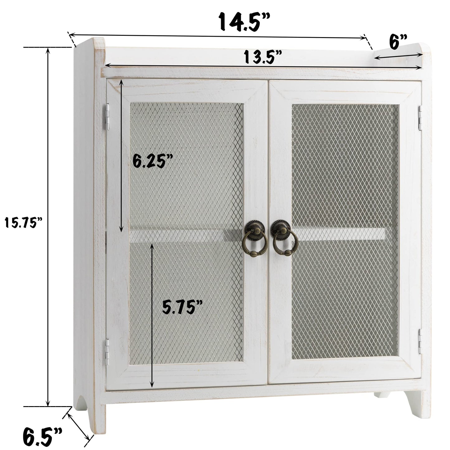COLLECTIVE HOME - 2 Tiered Storage Cabinet, Countertop Cabinet, Wood Organizer for Kitchen Living Room Bedroom Bathroom Office with Magnetic Door, 15.75 x 14.5 x 6.5, White, 02