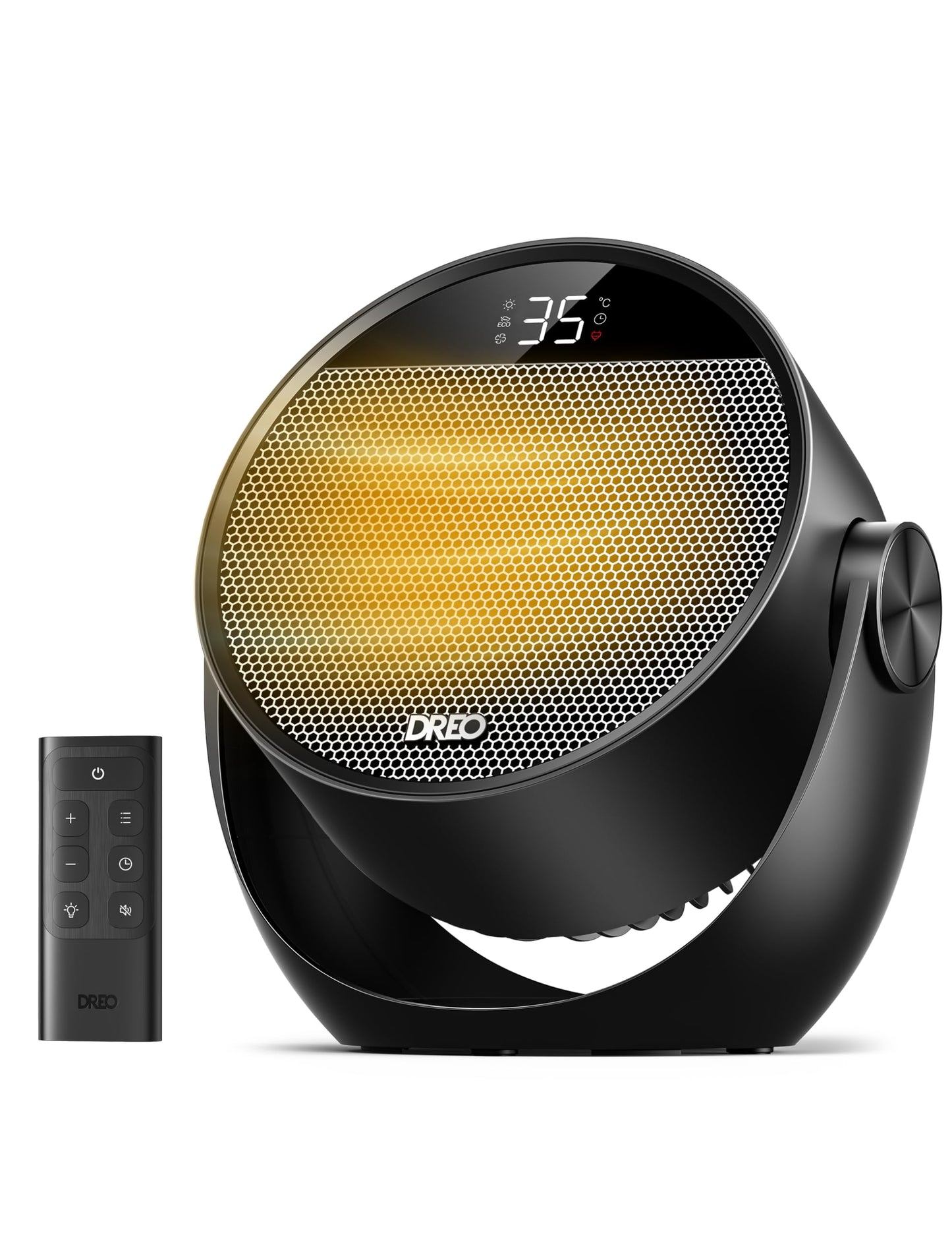 DREO Space Heaters for Indoor Use, 60° Adjustable Tilt, 11.5ft/s Electric Heater with Thermostat, 8 Safety Protections, 3 Heat & 3 Fan Levels, Remote, 34dB Quiet Desk Heater for Room Bedroom Office