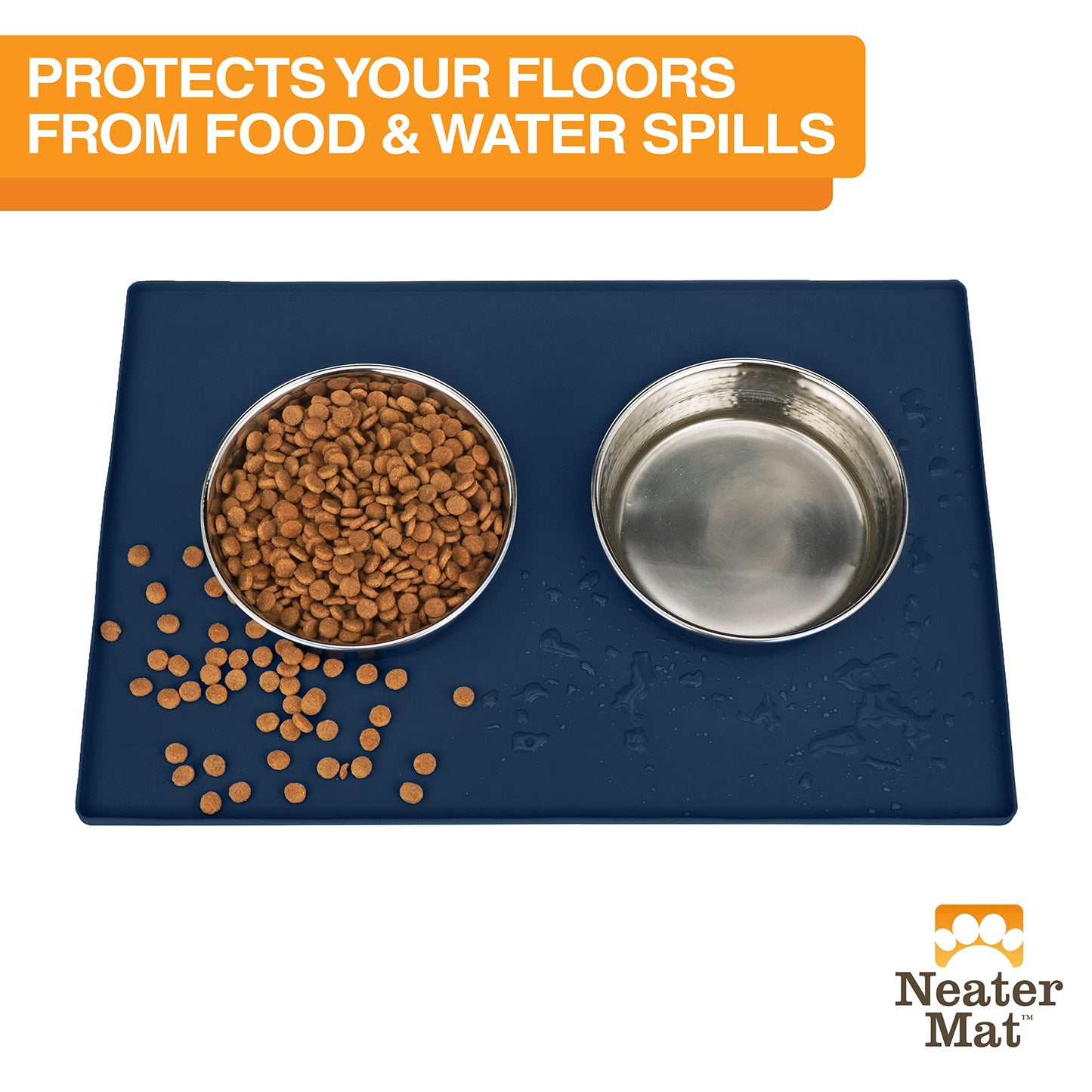 Neater Pet Brands Neater Mat Pet Mats for Food and Water, Dog Bowl Mat Waterproof Silicone, Pet Mat for Dog or Cat, Dog Food Mats for Floors Waterproof, Dog Water Mat & Dog Food Mat with Raised Edge