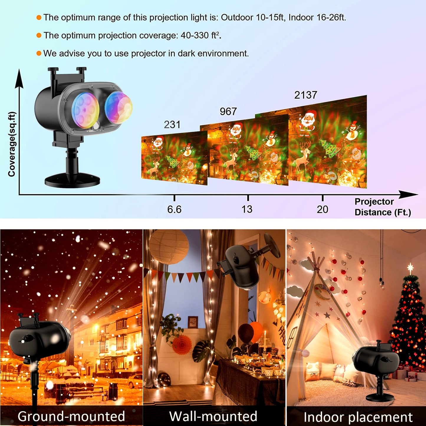 Christmas Projector Lights Outdoor,Holiday Lights Projector with Remote Control Timer, 26 HD Effects (3D Ocean Wave & Patterns) Waterproof Landscape Lights for Xmas Halloween Party Garden Decorations