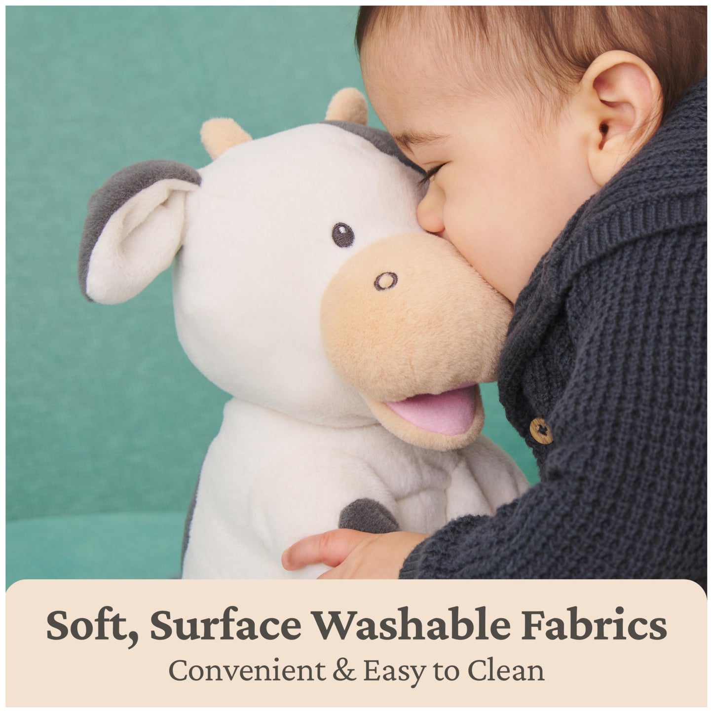 Baby GUND Buttermilk The Cow Animated Plush, Singing Stuffed Animal Sensory Toy, Sings Old Macdonald and Teaches Animal Sounds, Cream/Grey, 12”