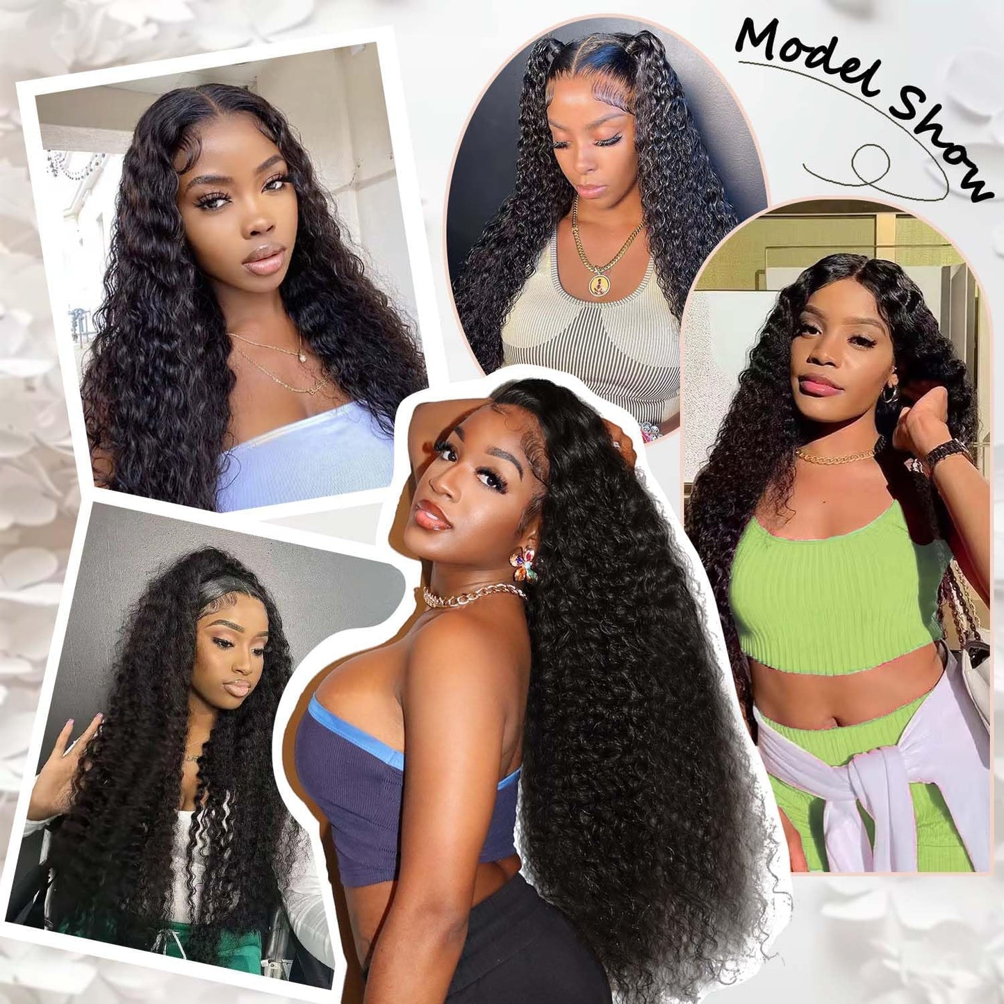 Datanala Brazilian Virgin 100% Unprocessed Deep Wave Human Hair Grade 12A Deep Wave Human Hair Bundles 12 14 16Inch Deep Curly Human Hair Weave Natural Black Color For Women