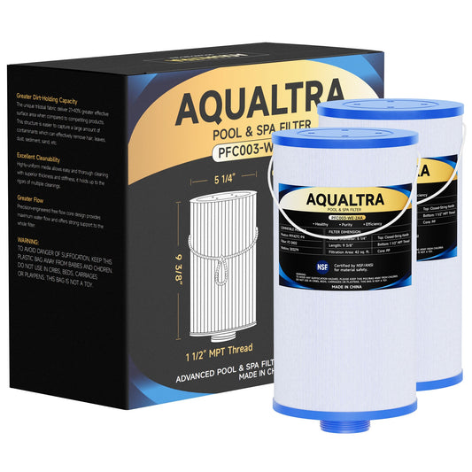 AQUALTRA Hot Tub Filter Cartridges Replacement Compatible with FC-2402 Spa Filter, 303279, 78460, PFF42TC-P4, 5CH-37, SD-01322, Hot Tub Filters, 1 1/2" MPT Thread 9 3/8" x 5 1/4" 2 Pack