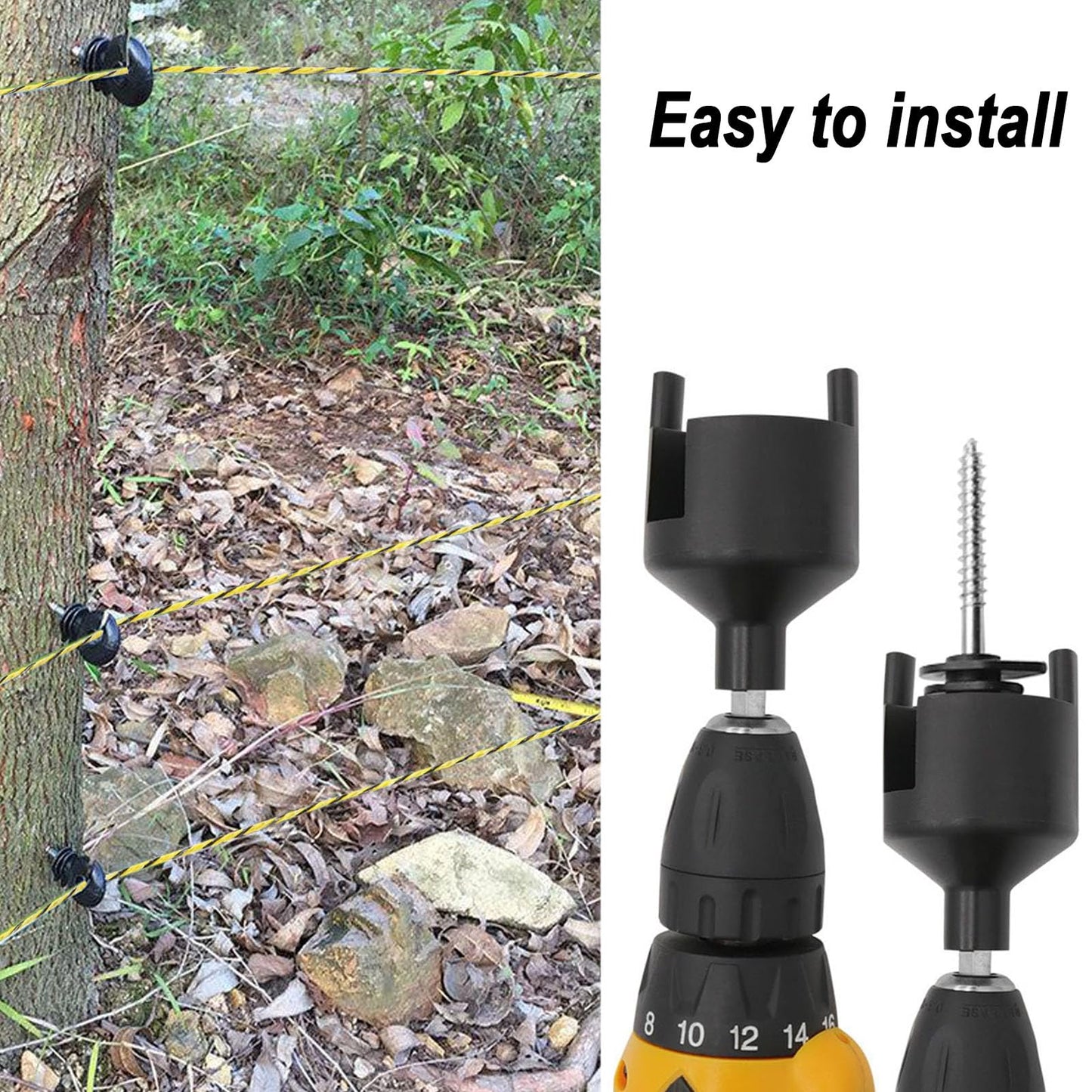 656 Feet Electric Fence Wire with 50 Pcs Electric Fence Insulator, Portable Electric Fencing Polywire Rope Line, 9 Steel Strands with 1 Pcs Insulator Socket Tool
