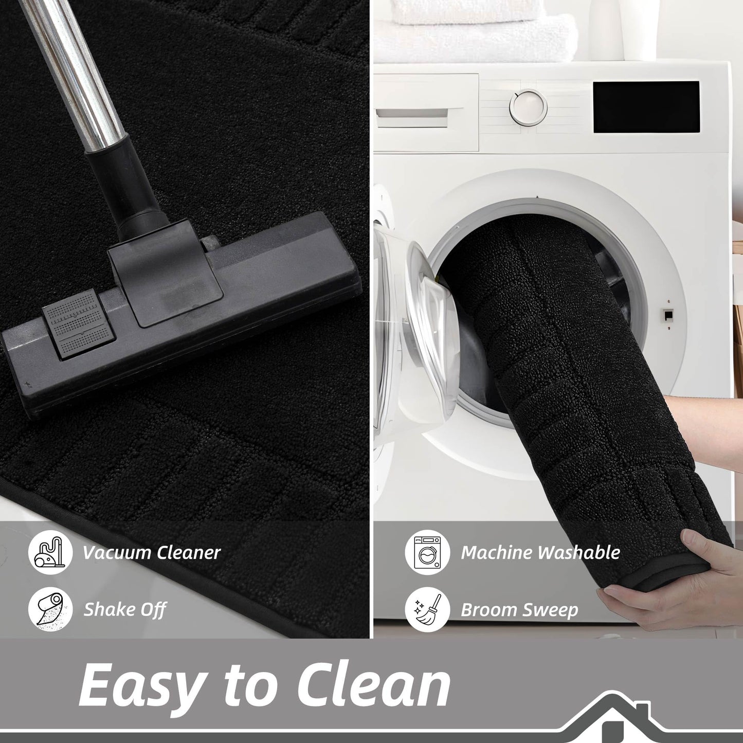 BEQHAUSE Large Door Mat Indoor, Super Absorbent Dirt Trapper Front Doormats Washable TPR Non-Slip Entrance Inside Floor Mats Rug for Entryway Pets and Dogs,32"x48", Black